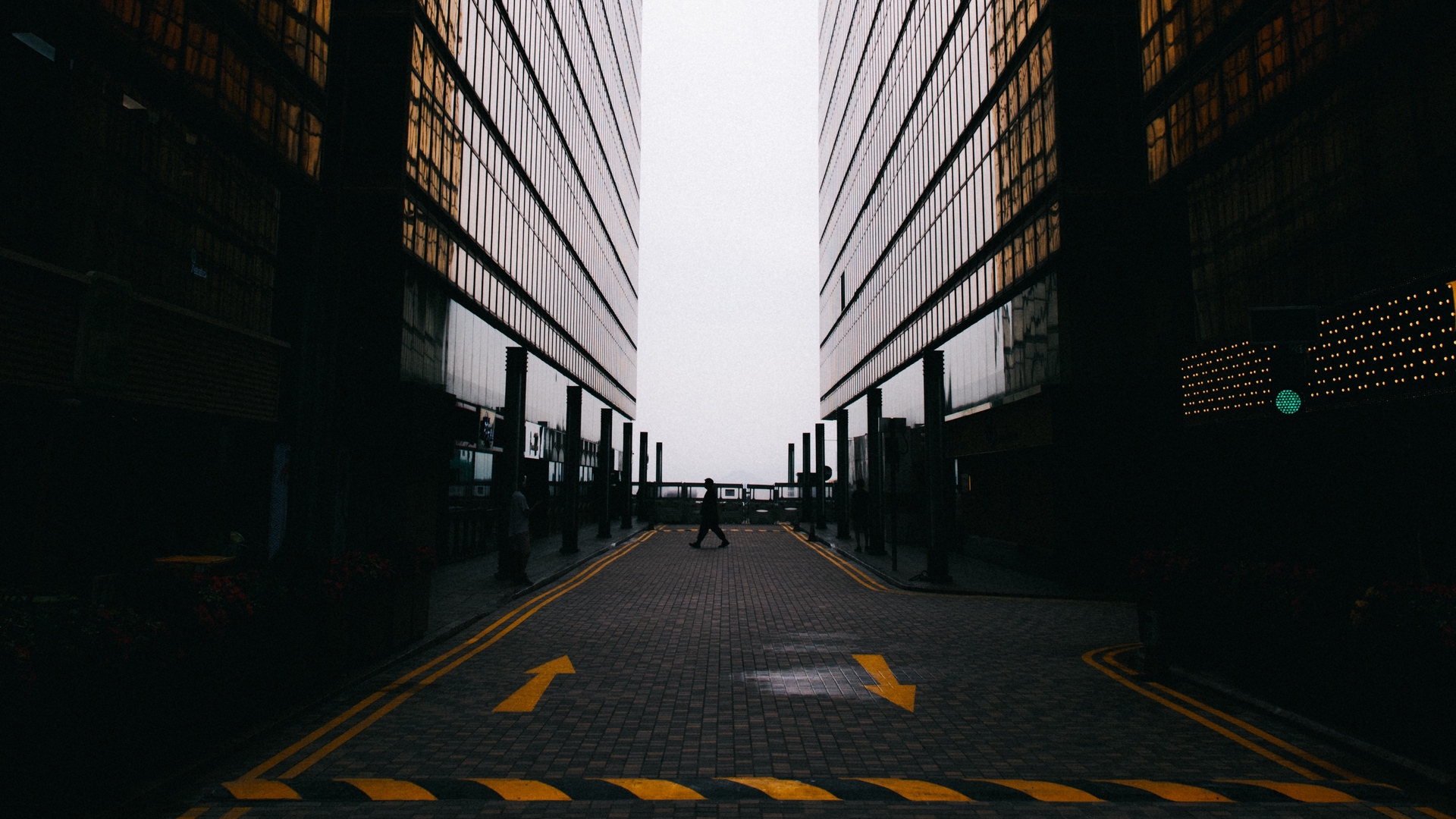 Building Architecture Minimalism Walking Dark Pavements 1920x1080