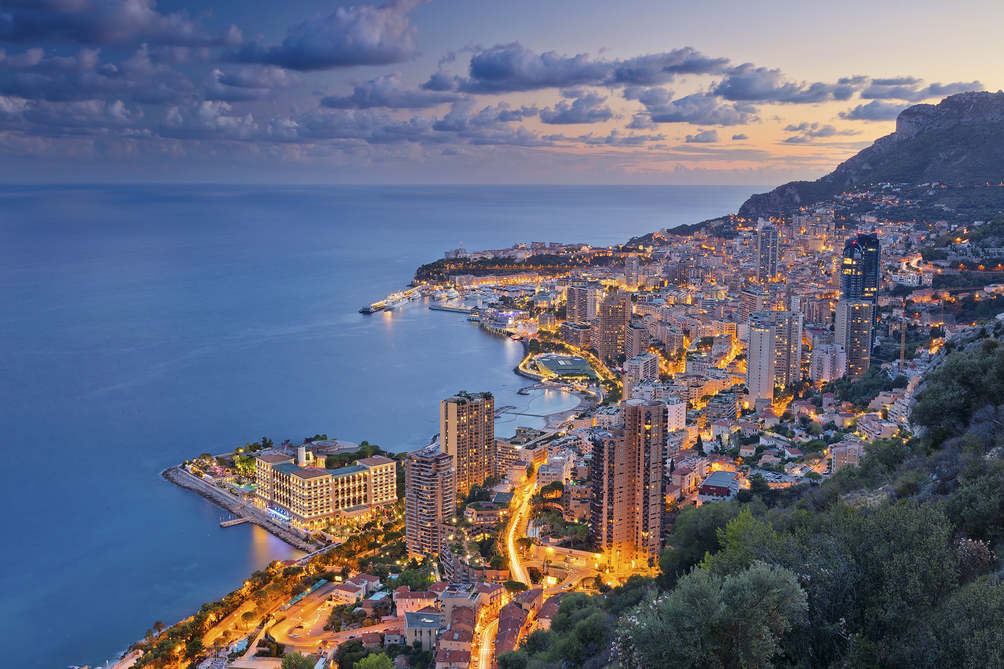 Monaco City Horizon Building Skyscraper Coastline 2048x1365