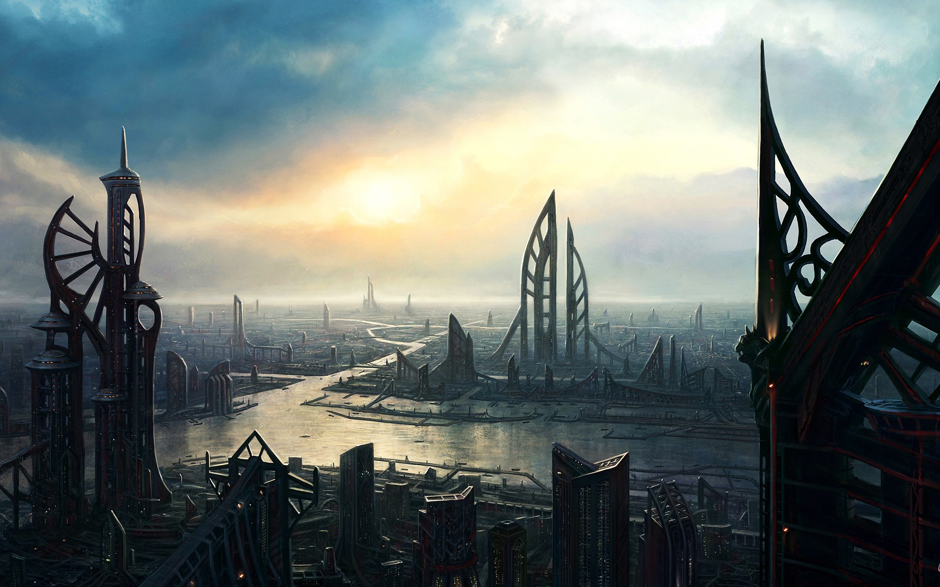 Futuristic City Hi Tech Science Fiction Aliens Alien World Futuristic City 1920x1200