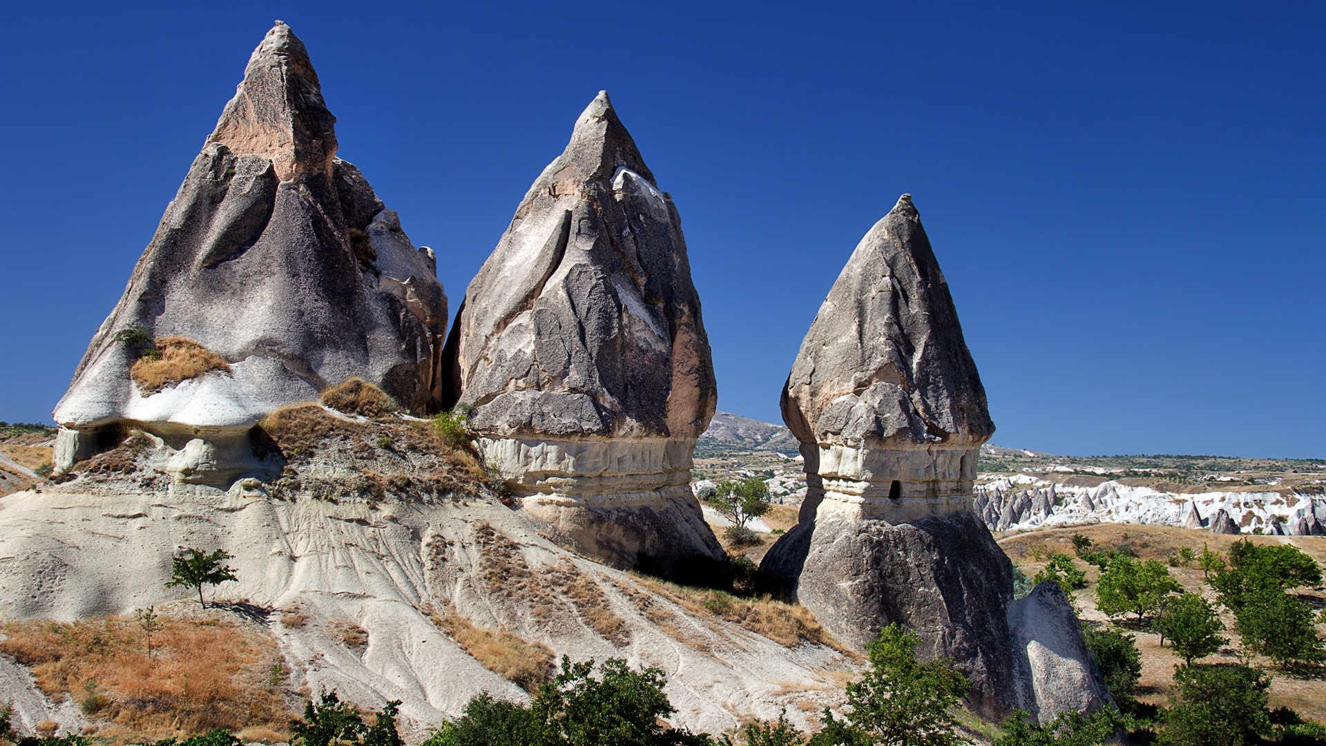 Turkey Cappadocia Rocks Nature Sky Blue Clear Sky Sky Plants Landscape Daylight 1920x1080