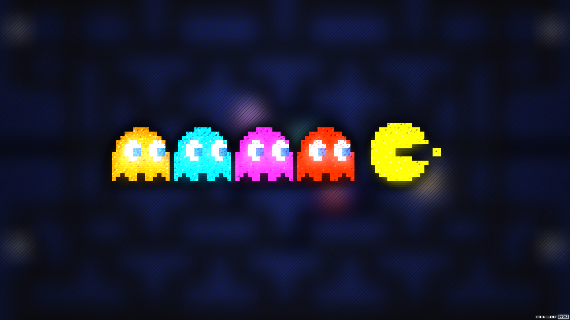 Pixel Art Trixel Pacman Clyde Inky Pinky Blinky Video Games Pac Man Yellow Cyan Magenta Red Blue Bac 1920x1080