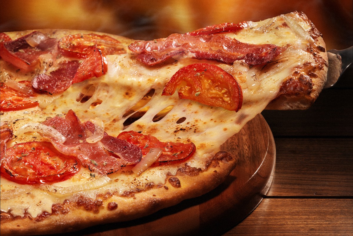 Pizza Food Bacon Cheese Tomatoes 1200x804