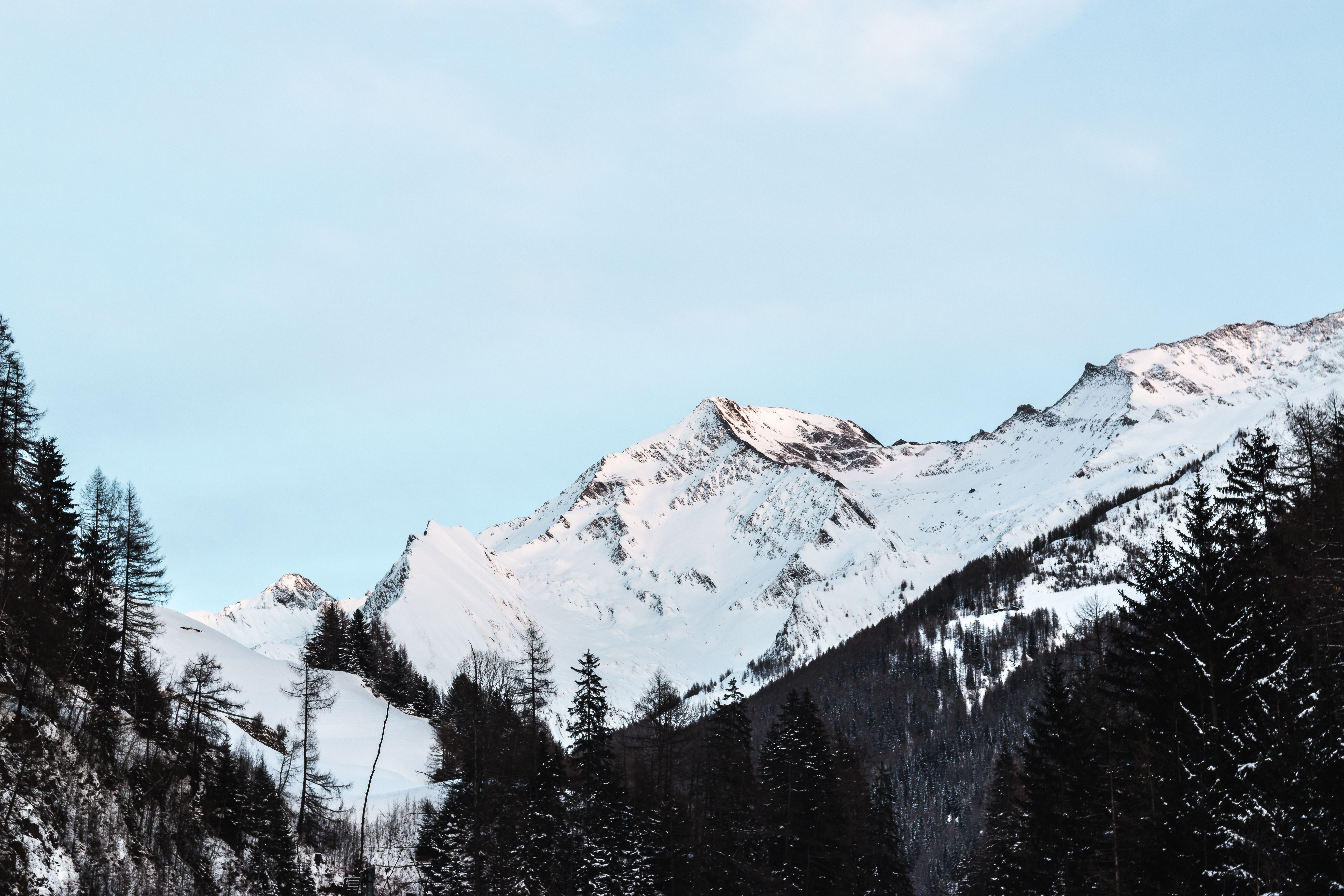 Snow Sky Trees Clouds Mountains Landscape Snow Tracks 5472x3648