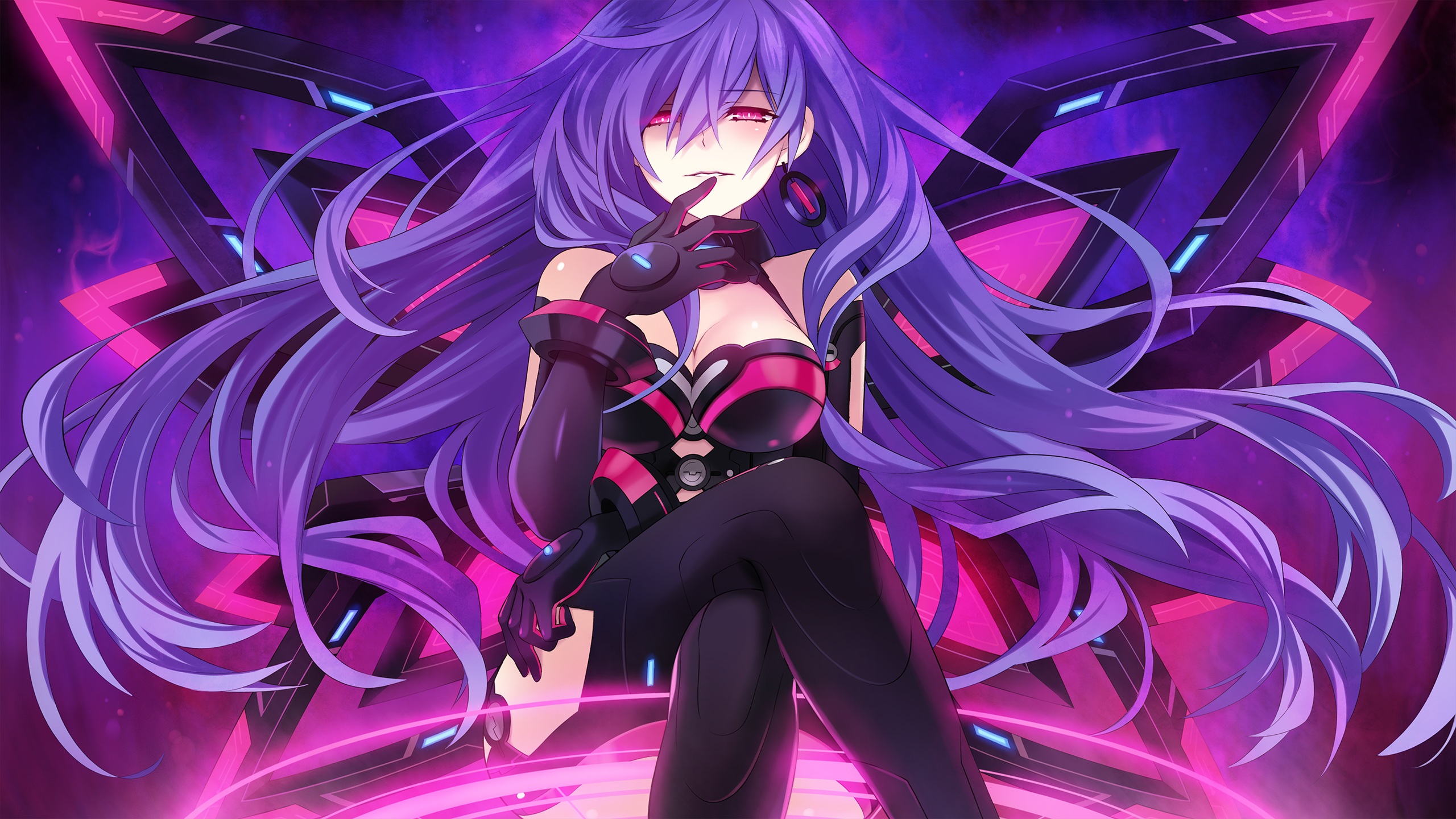 Hyperdimension Neptunia Iris Heart Tsunako Purple Hair 2560x1440