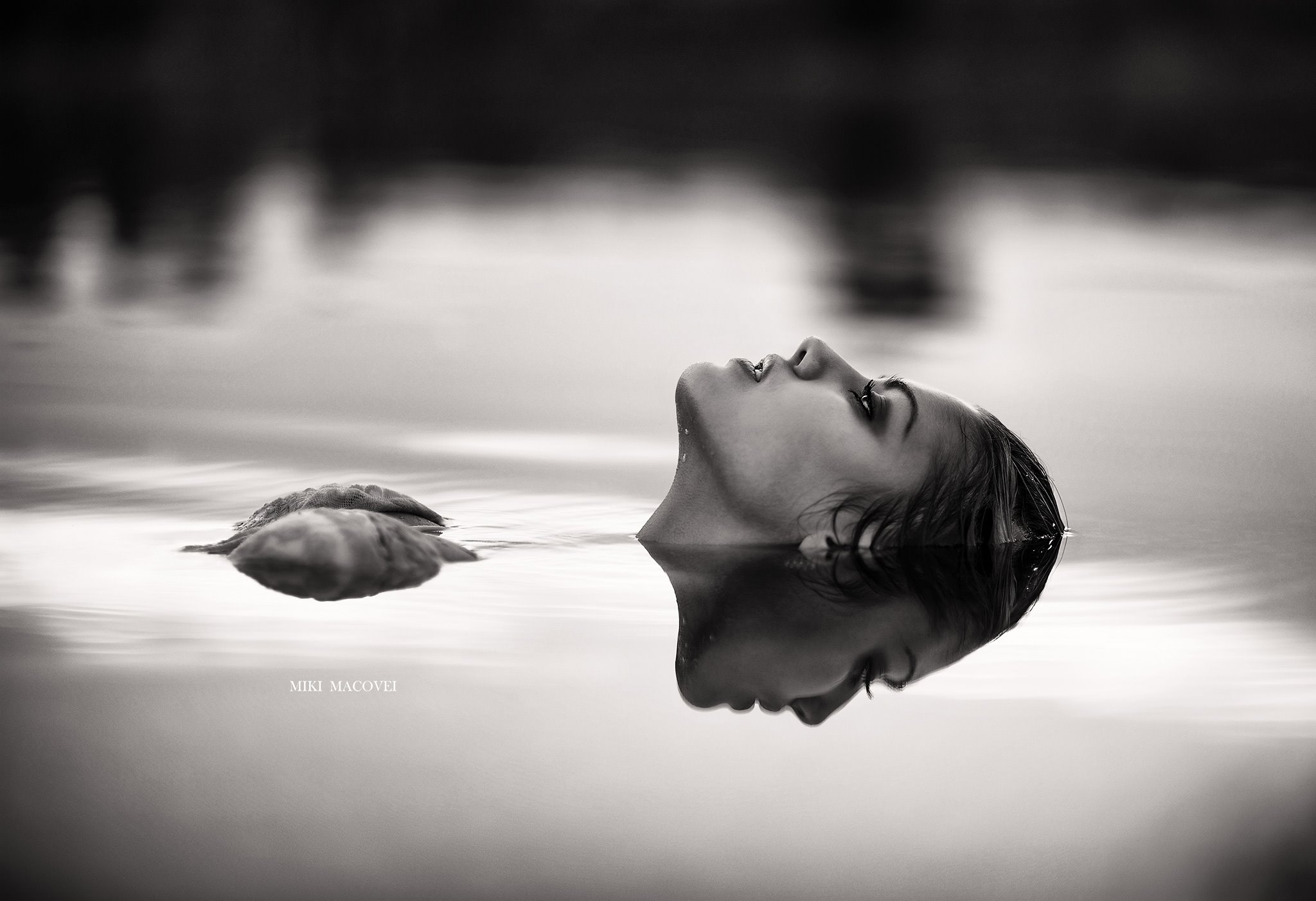 Water Miki Macovei Monochrome Women Outdoors Reflection Simone Haas 2048x1402