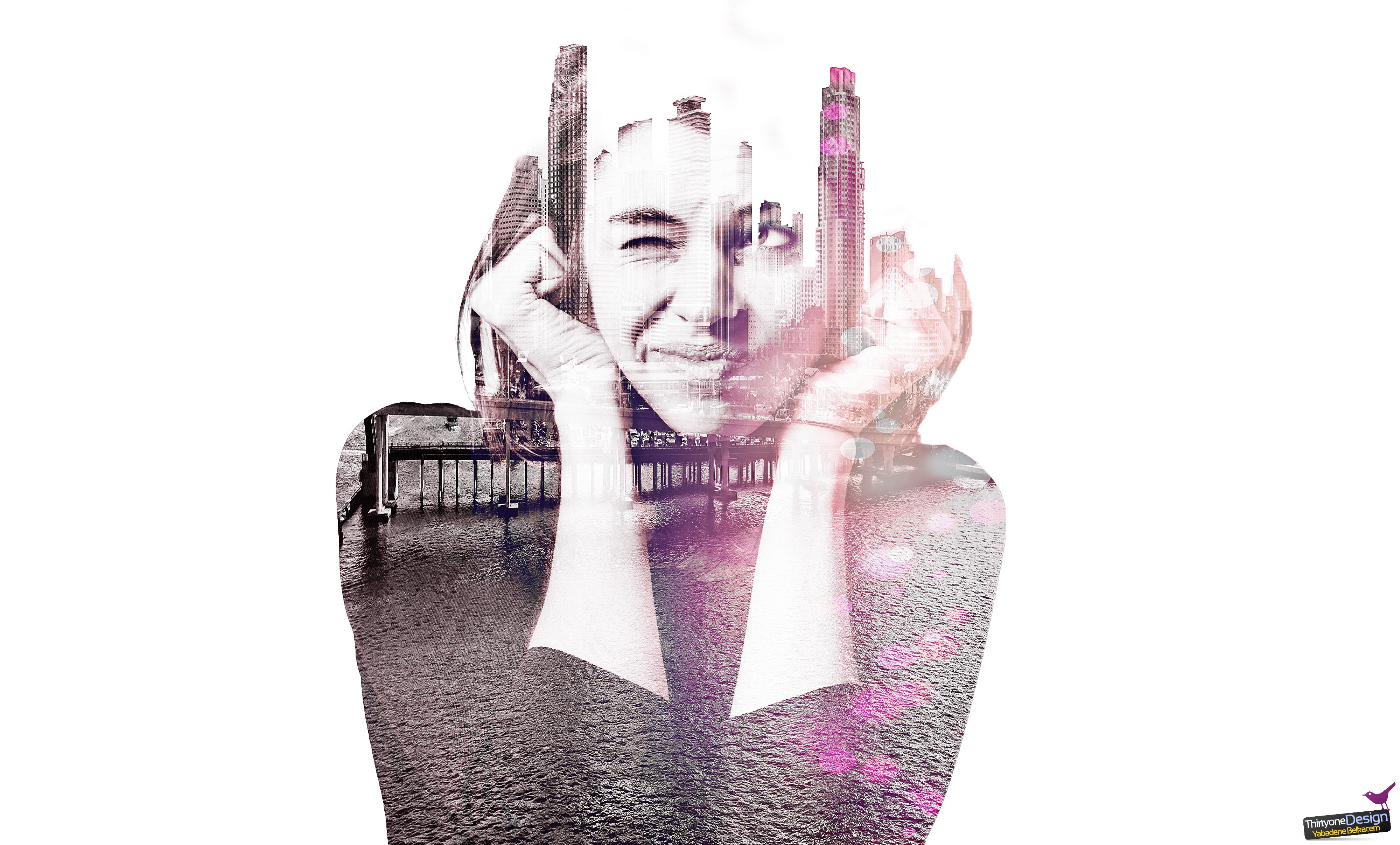 Double Exposure Women Blonde 4000x2413