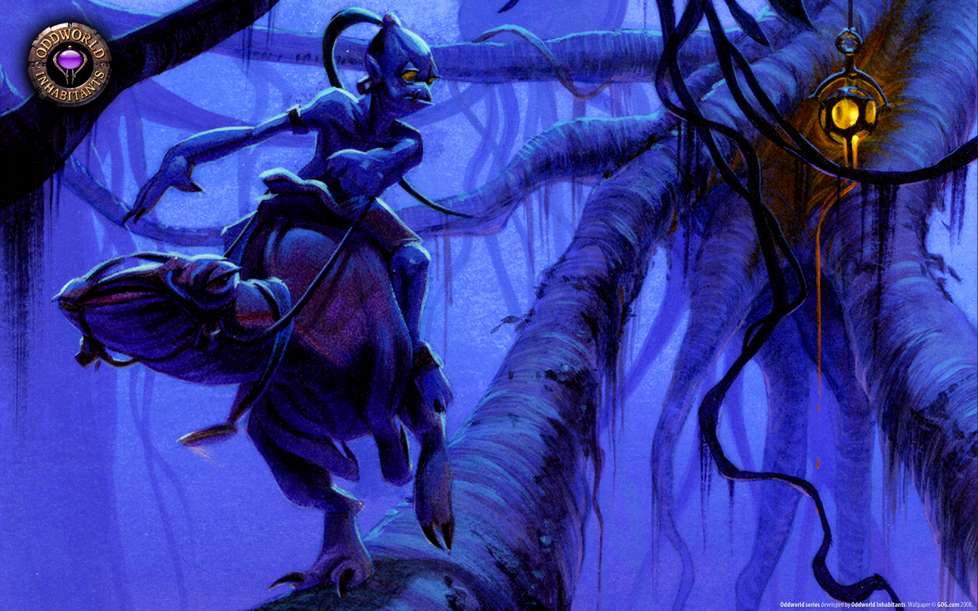 Oddworld Abes Oddysee Aliens Video Games Oddworld Blue Branch Fictional Creatures Violet 1920x1200