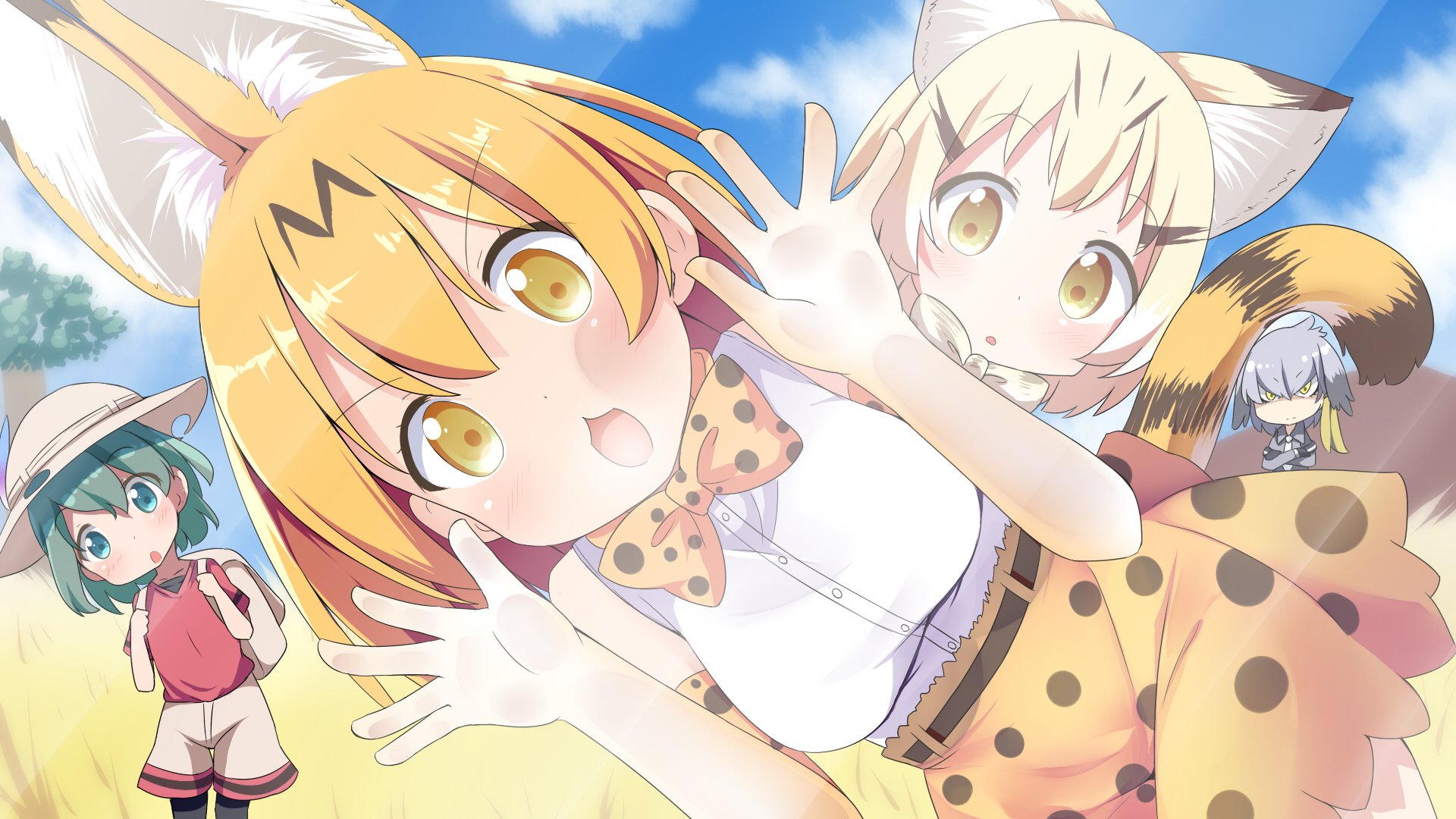 Anime Anime Girls Kemono Friends Behind The Glass Animal Ears Looking At Viewer 1920x1080