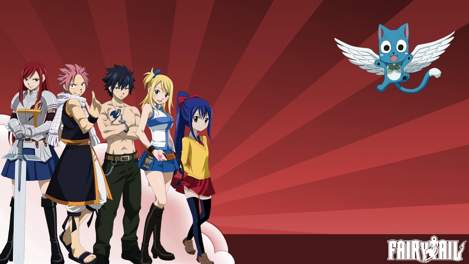 Scarlet Erza Dragneel Natsu Fullbuster Gray Heartfilia Lucy Marvell Wendy Happy Fairy Tail Anime Gir 1920x1080