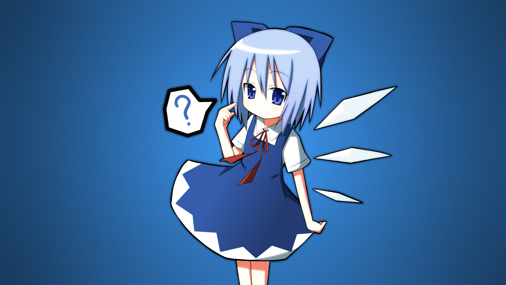 Touhou Cirno Simple Anime Girls Anime Blue Background 1920x1080