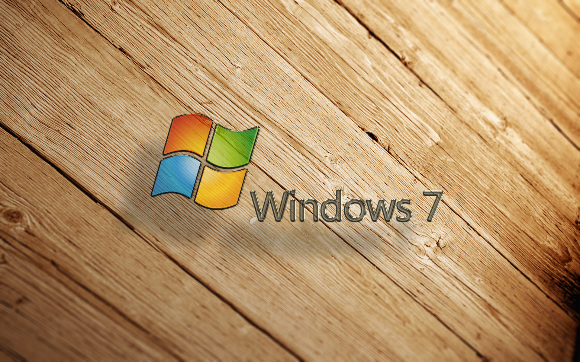 Windows Microsoft Logo Windows 7 Wood Planks Floor Shadow 1920x1200