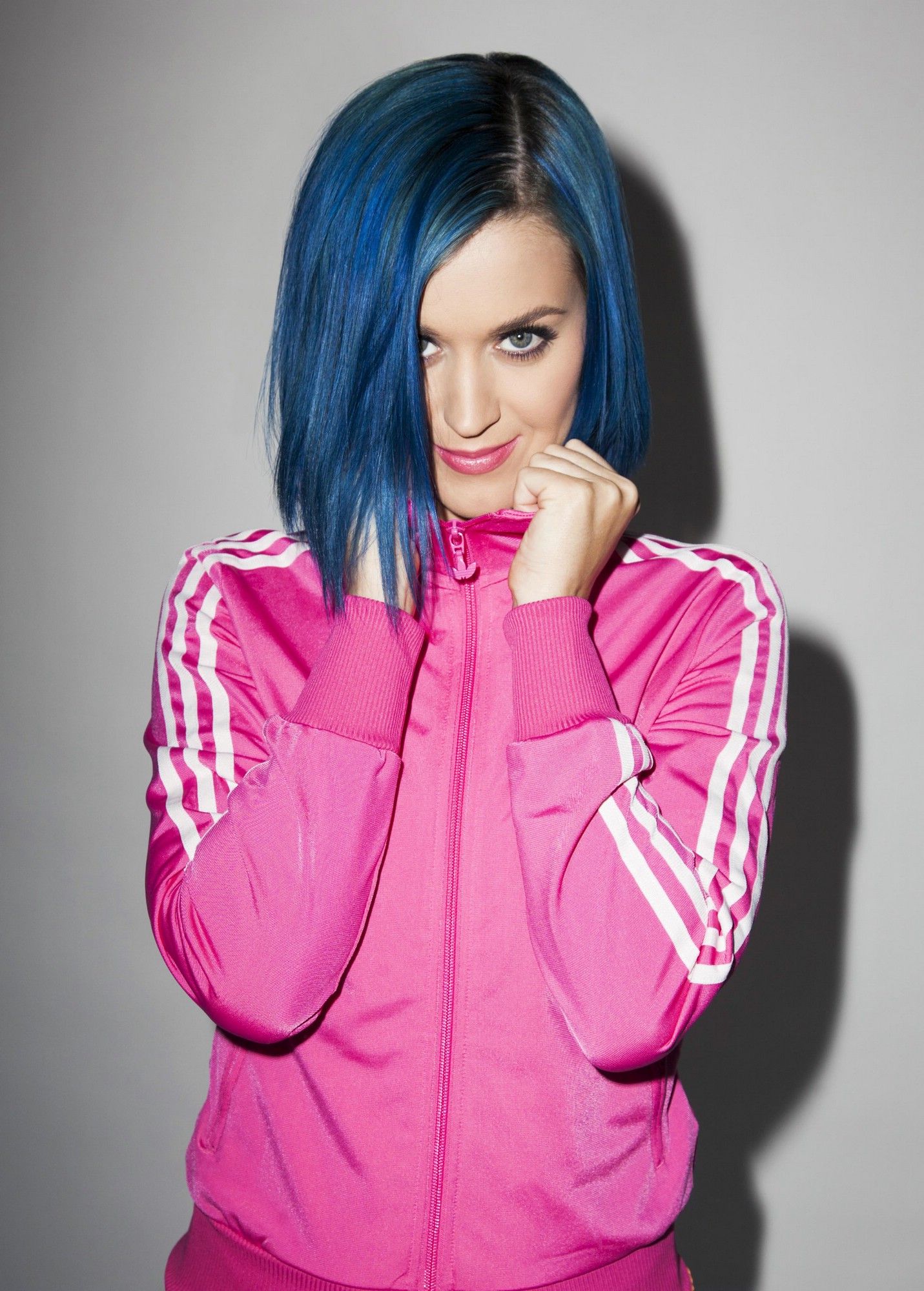 Katy Perry Singer Women Neon Hair Blue Hair Simple Background Blue Eyes 1431x2000