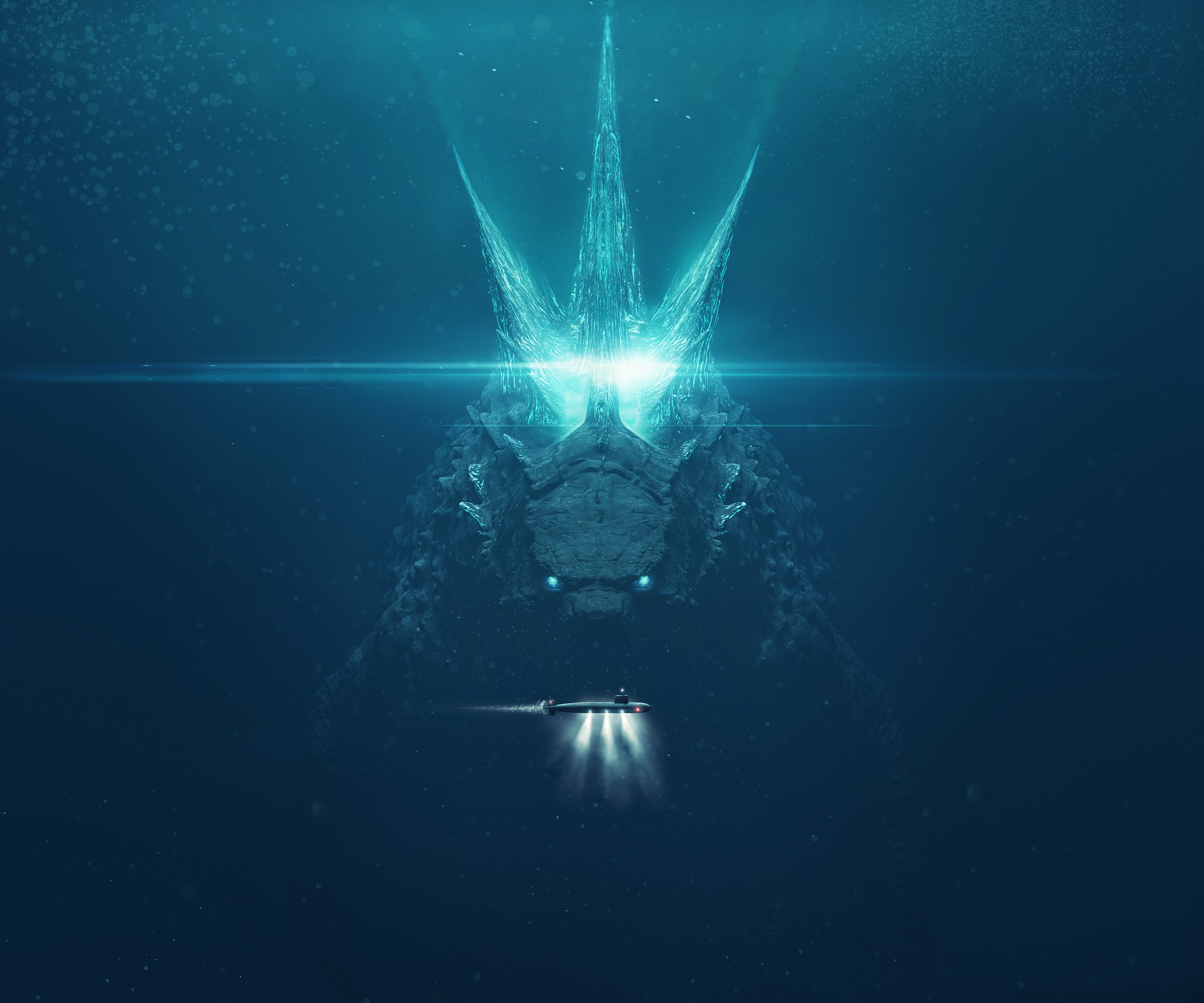 Godzilla Godzilla King Of The Monsters Submarine Kaiju Creature Underwater Movies Cyan 2000x1666