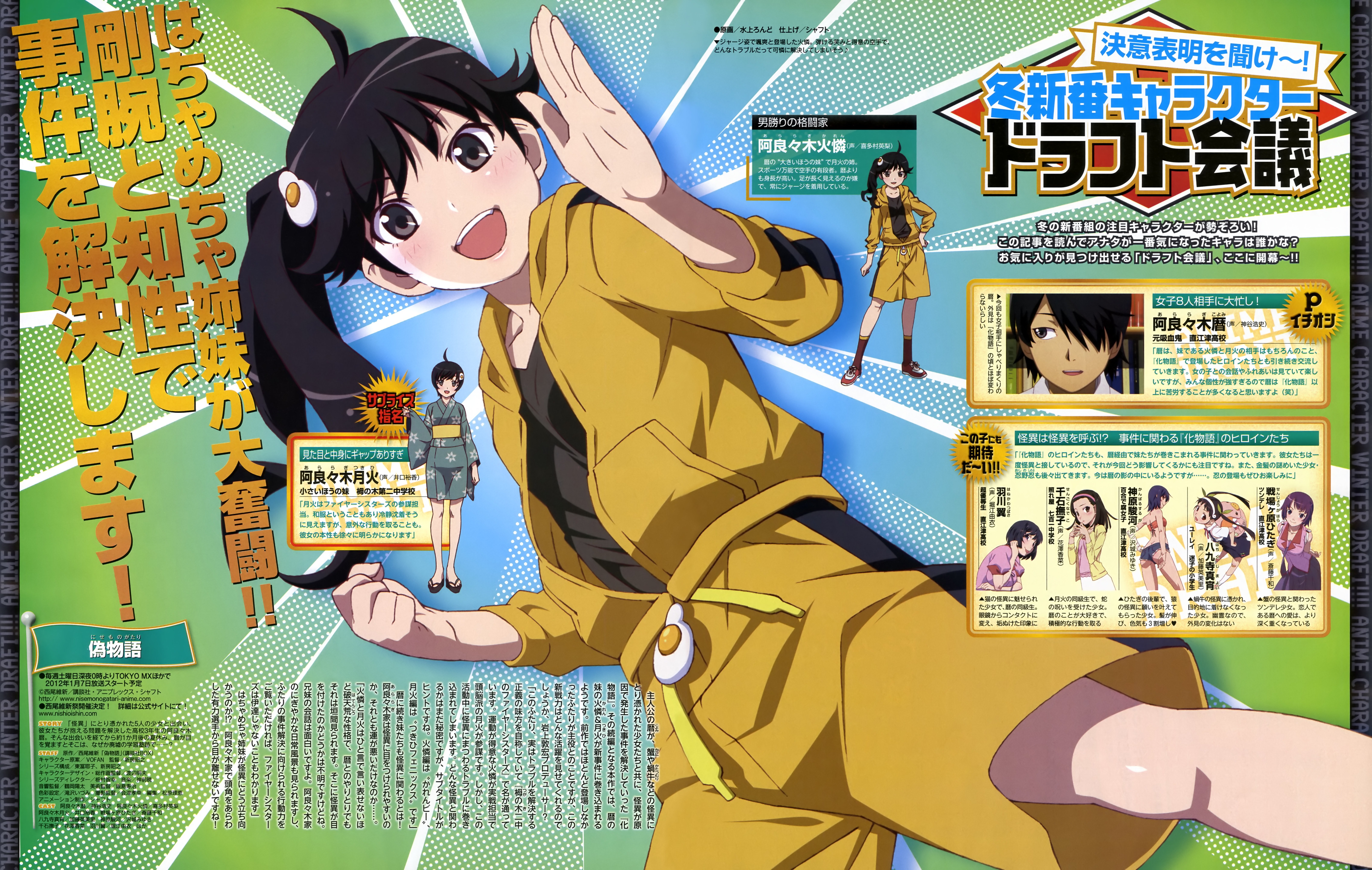 Anime Anime Girls White Skin Monogatari Series Araragi Karen Araragi Tsukihi Araragi Koyomi Sengoku  6428x4078