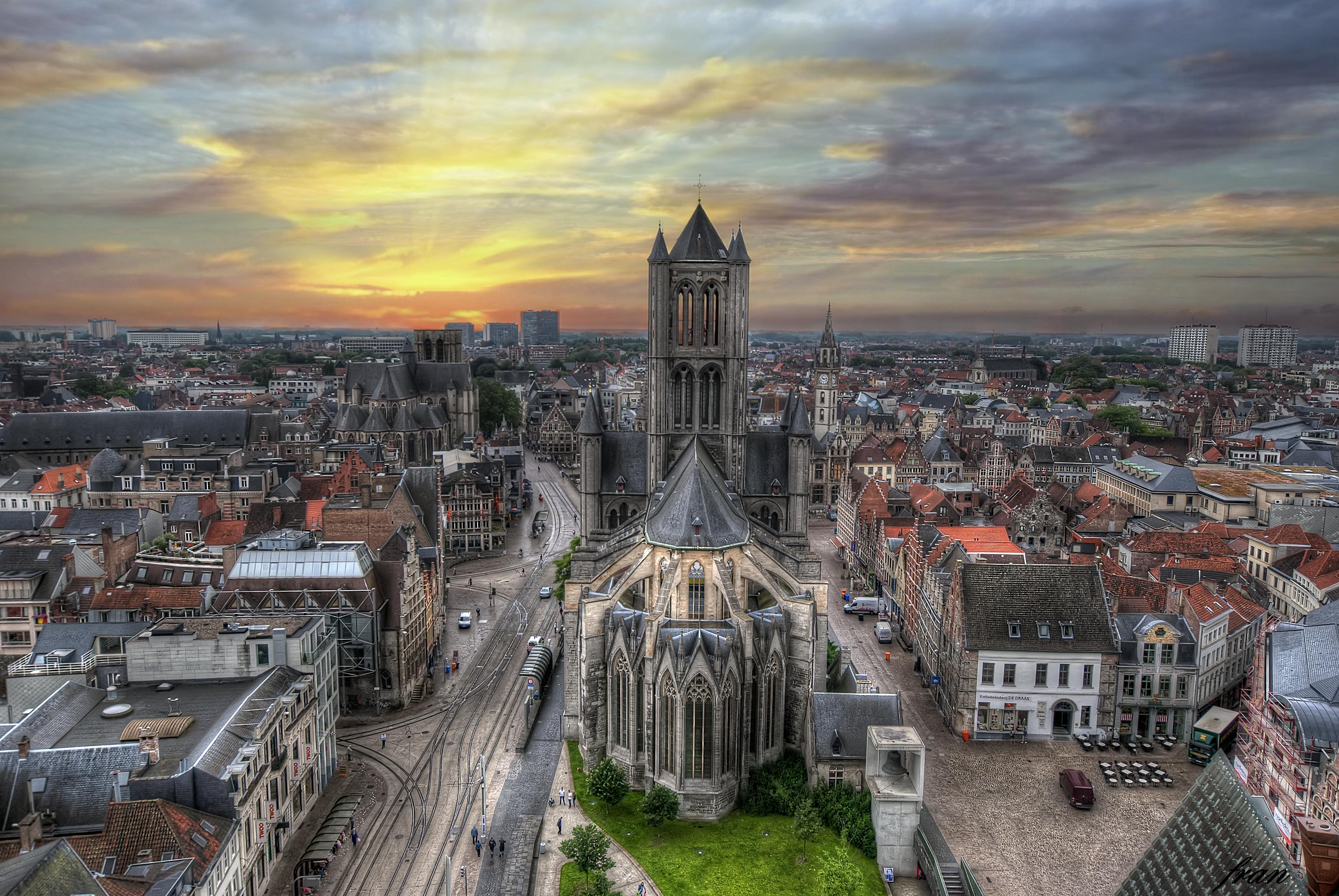 Man Made Ghent Belgium City Cityscape Building Panorama Architecture 3871x2591