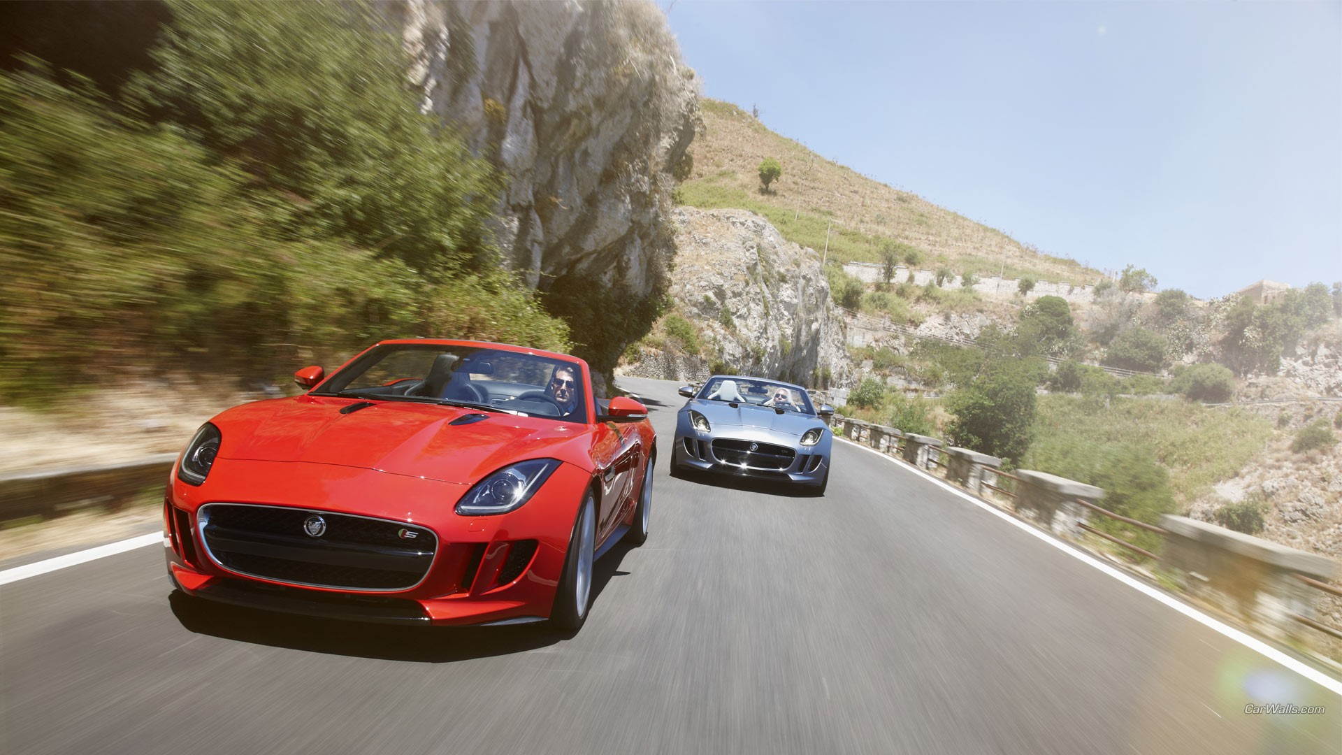 Jaguar F Type Jaguar Road Vehicle Car Red Cars 1920x1080