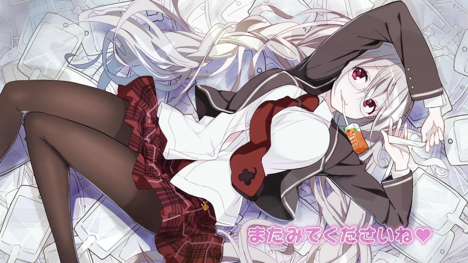 Anime Anime Girls Skirt Long Hair White Hair Anne Happy 1920x1080