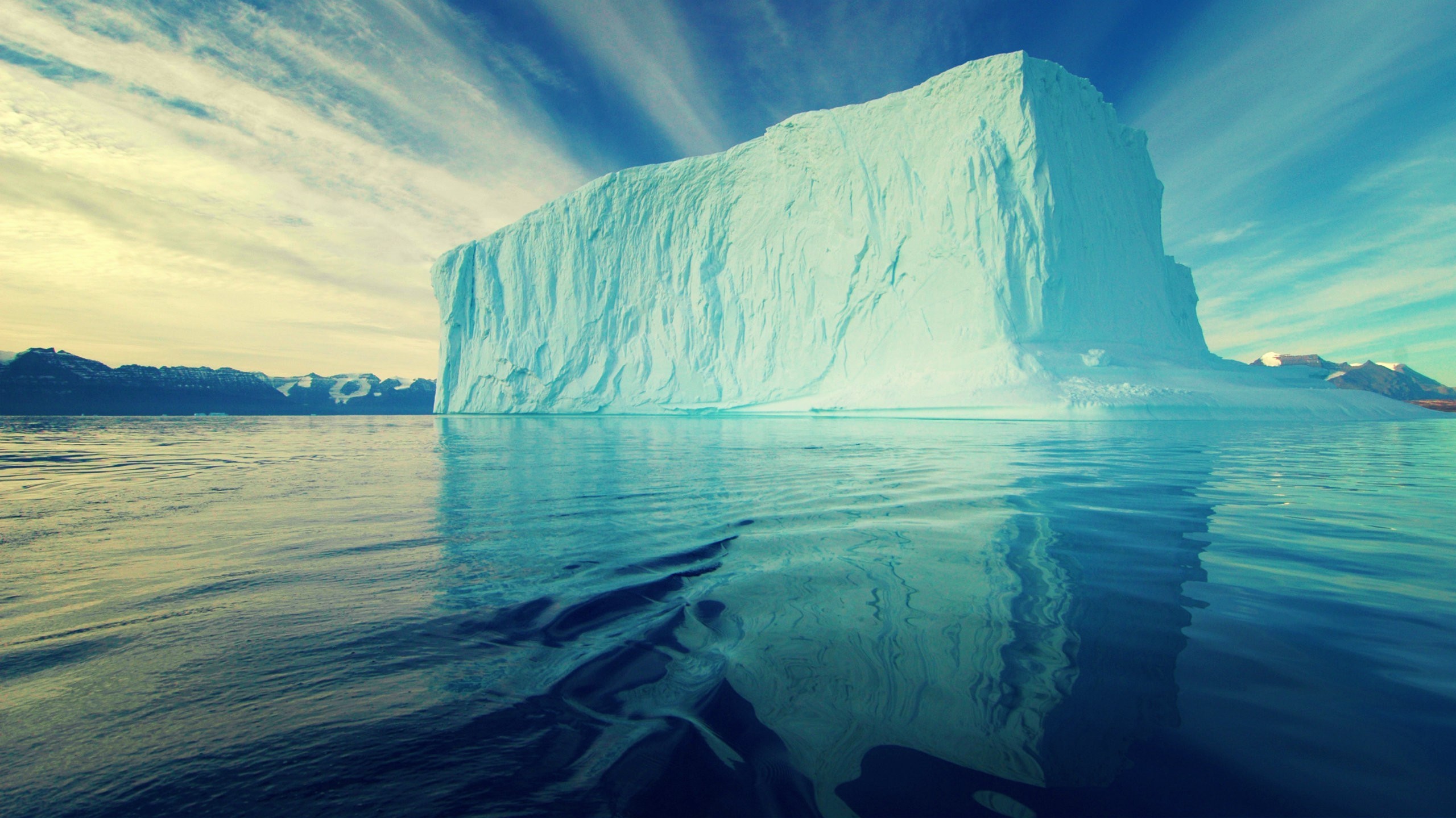 Iceberg Nature Water Ice Sea Blue Landscape Clouds Antarctica Glaciers Reflection Snow Arctic 2560x1440