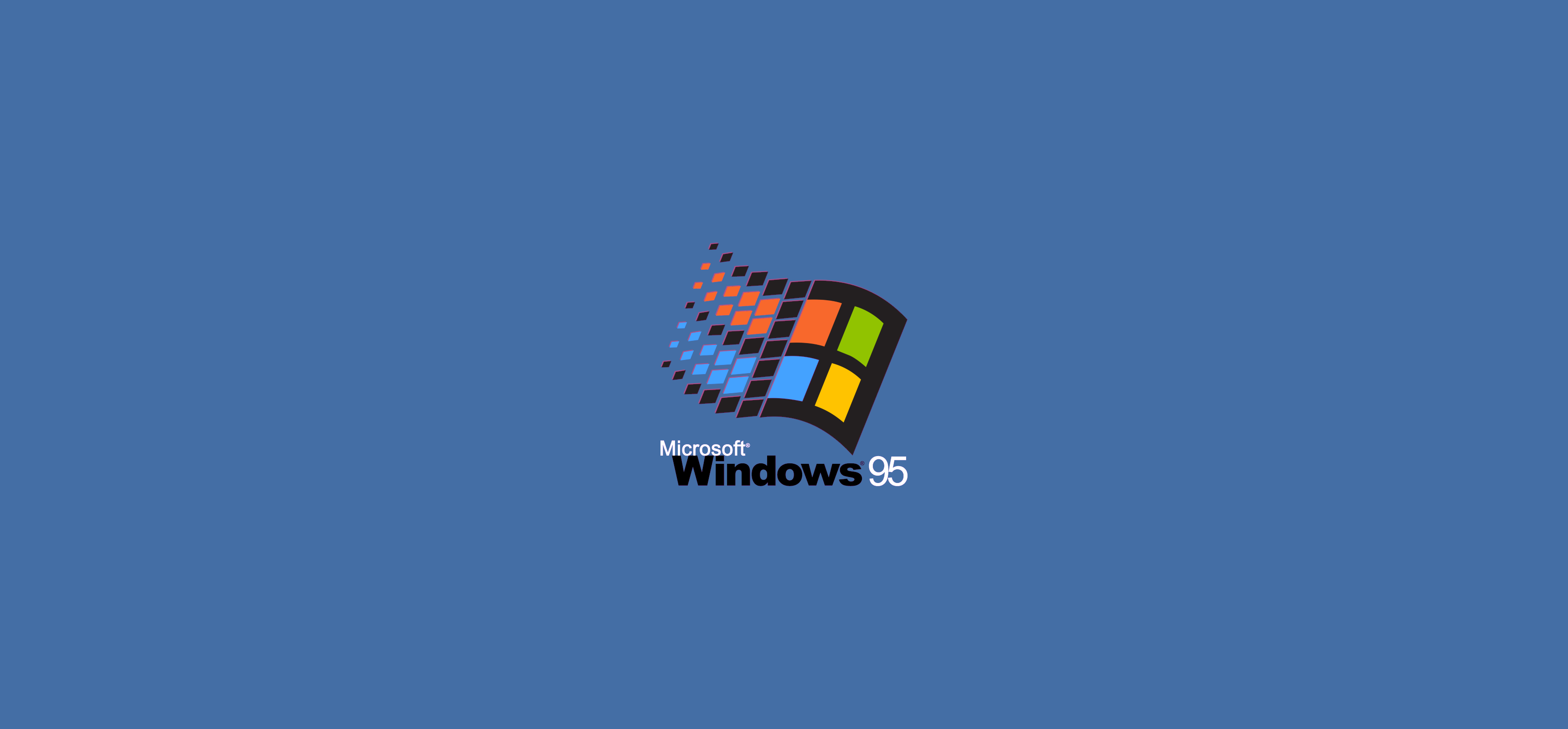 Windows 95 Microsoft Logo Vintage Simple Background Blue Background 3440x1600