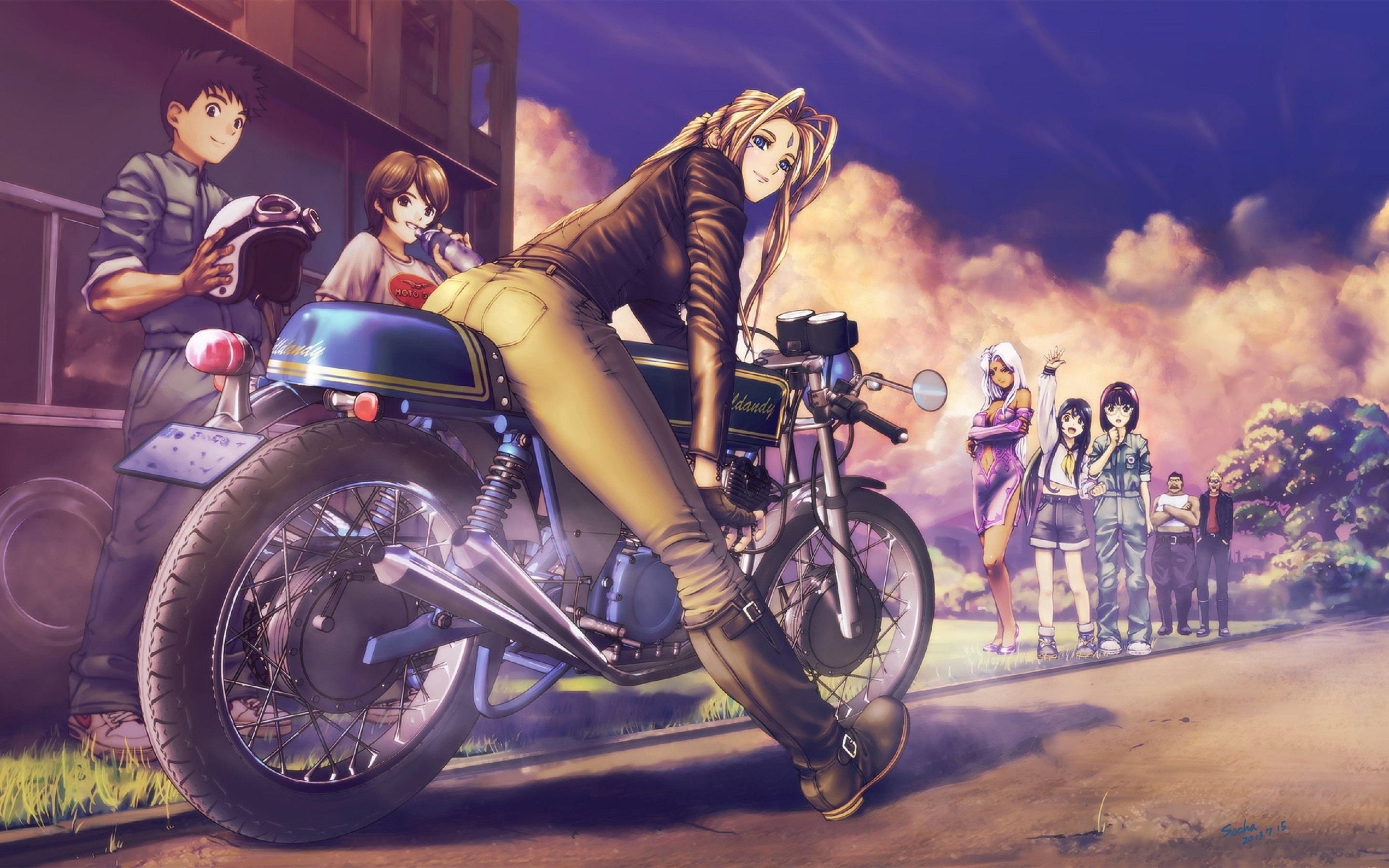 Cafe Racer Anime Anime Girls Belldandy Ah My Goddess Motorcycle Bikes 2880x1800
