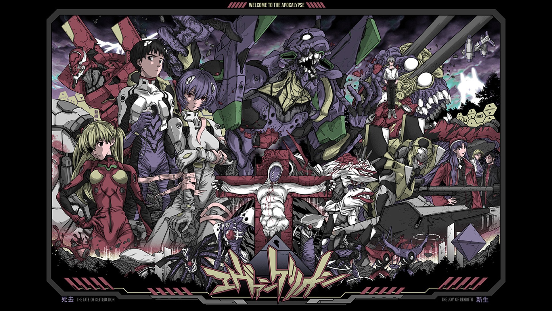 Neon Genesis Evangelion Ikari Shinji Ayanami Rei Asuka Langley Soryu Gendo Ikari EVA Unit 01 EVA Uni 1920x1080