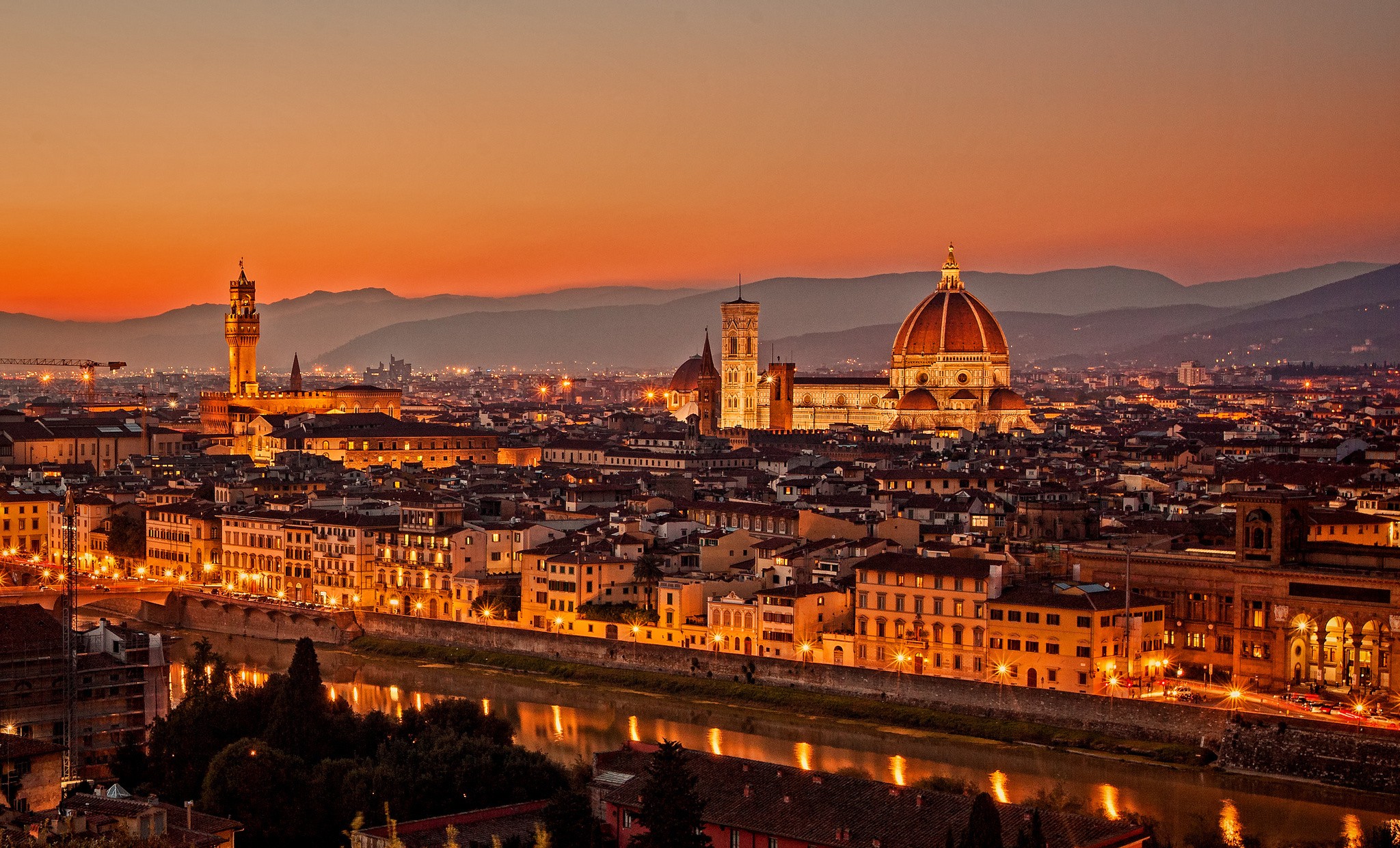 Photography Florence Italy Sunset 2048x1241