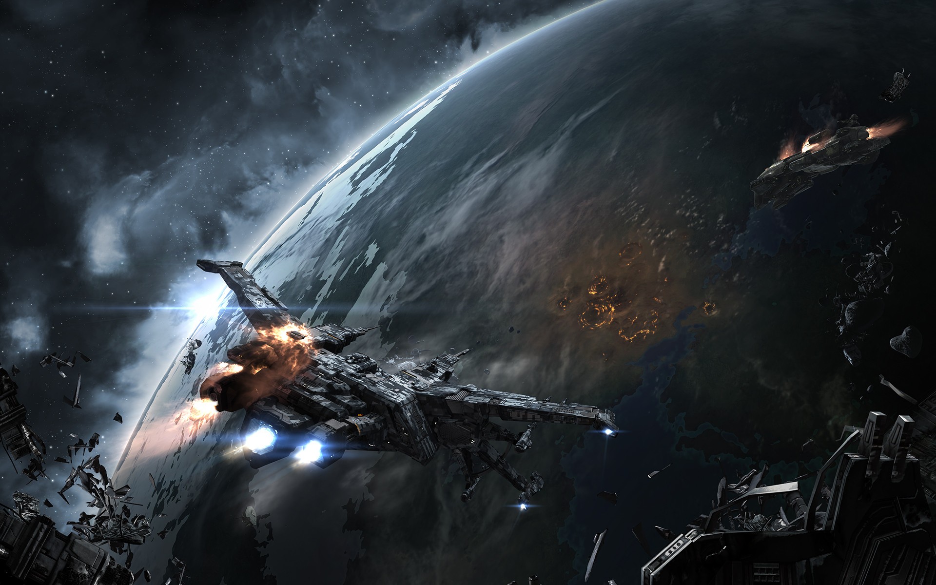 EVE Online Science Fiction Space Spaceship Space Battle Caldari Video Games 1920x1200