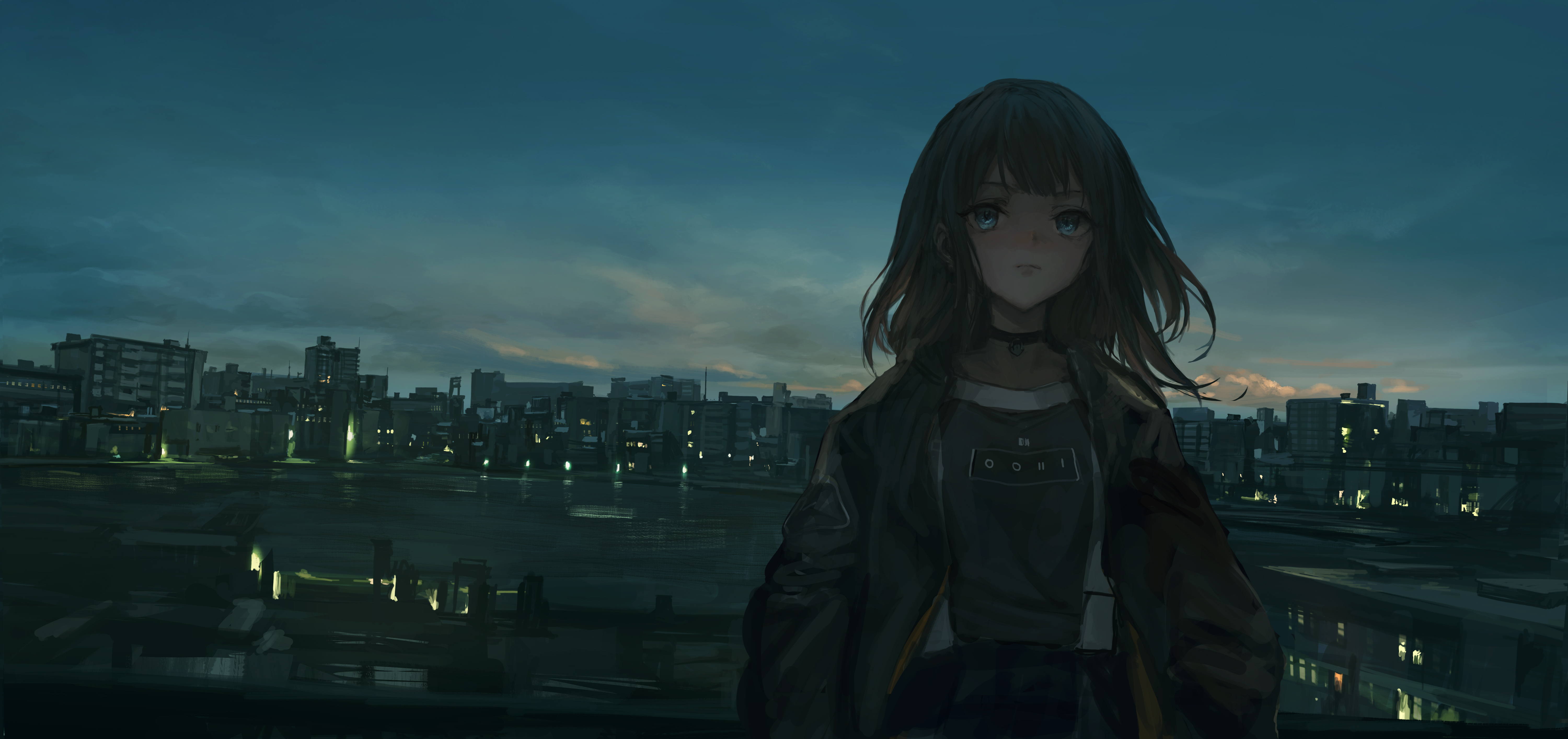 Original Characters Anime Girls Cityscape THE LM7 6000x2828