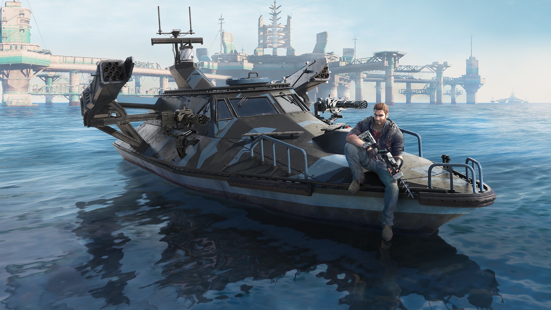 Video Games Just Cause 3 Boat Vehicle Rico Rodriguez 1920x1080