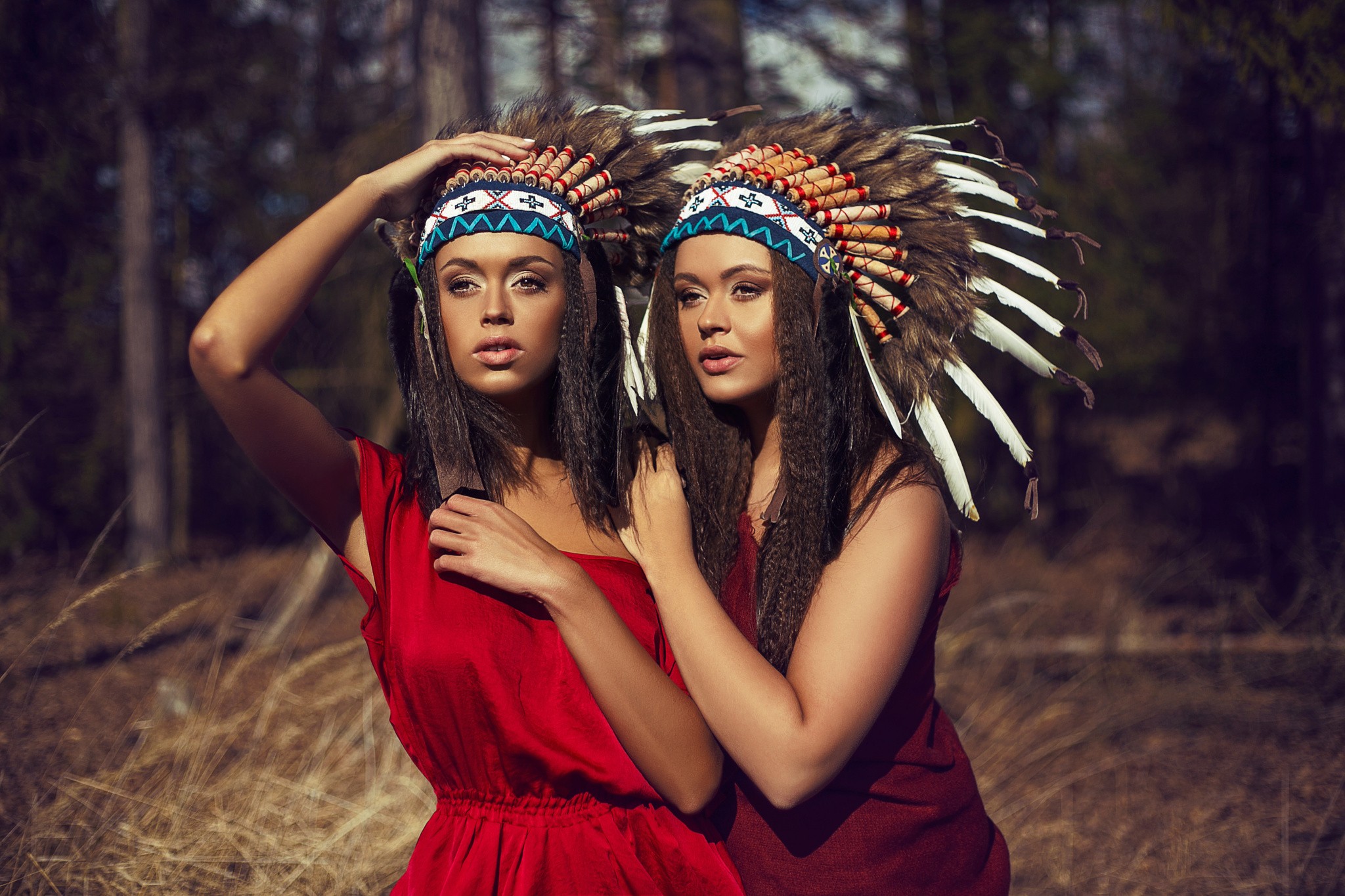Women Headdress Costumes Tanned Indian Women Indian Hat Long Hair 2048x1365