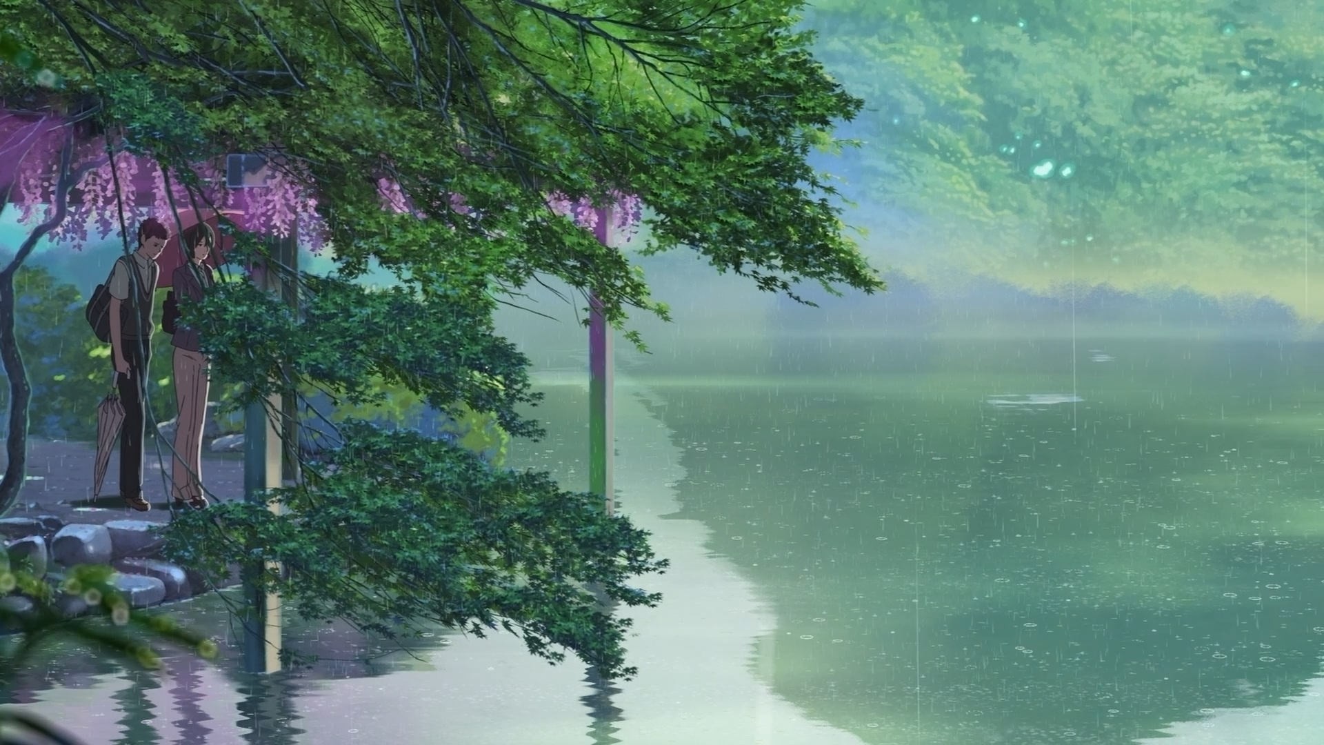 The Garden Of Words Anime Water Trees 1920x1080