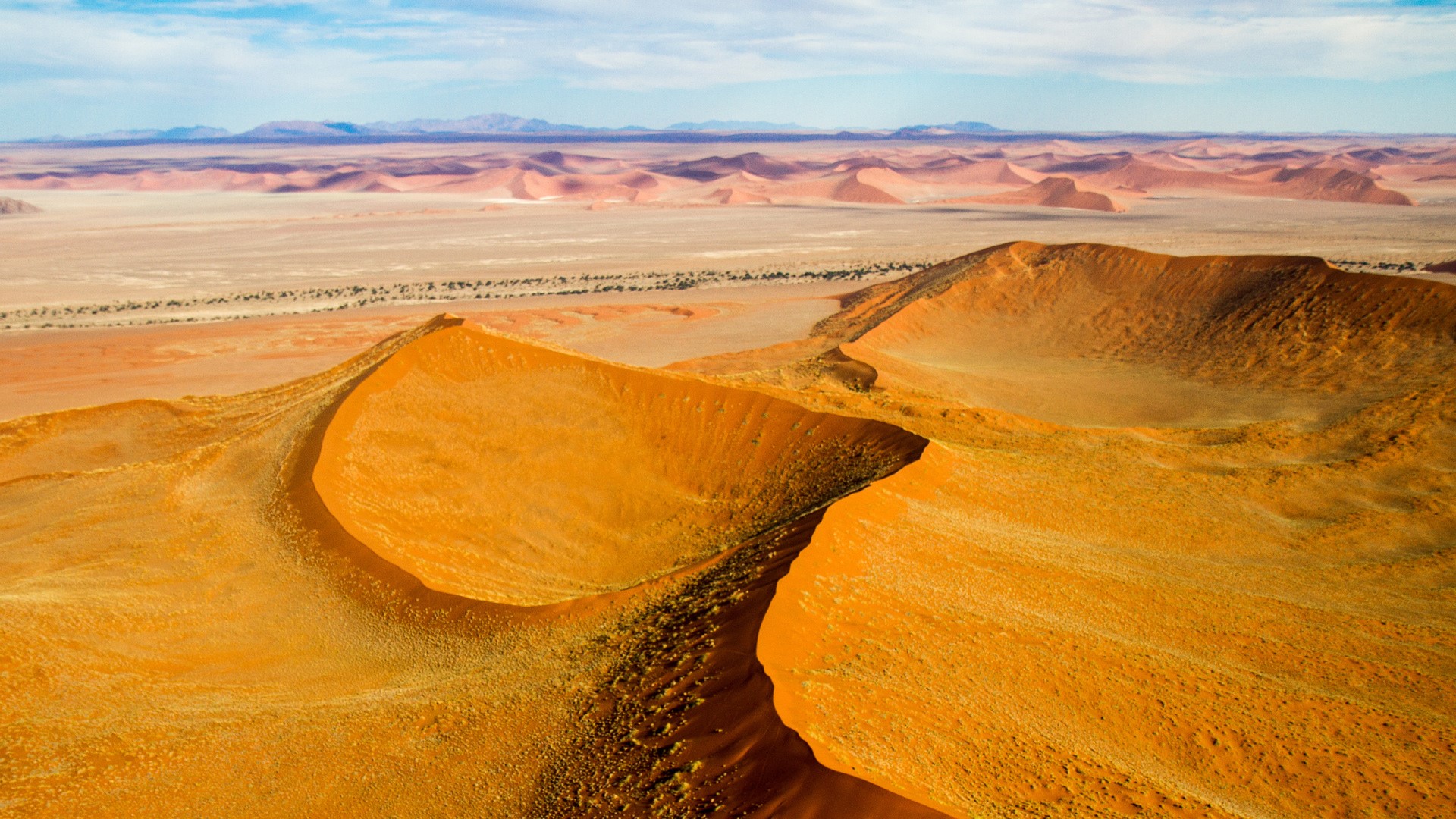 Nature Landscape Sky Clouds Plants Mountains Dunes Sand Namibia 1920x1080