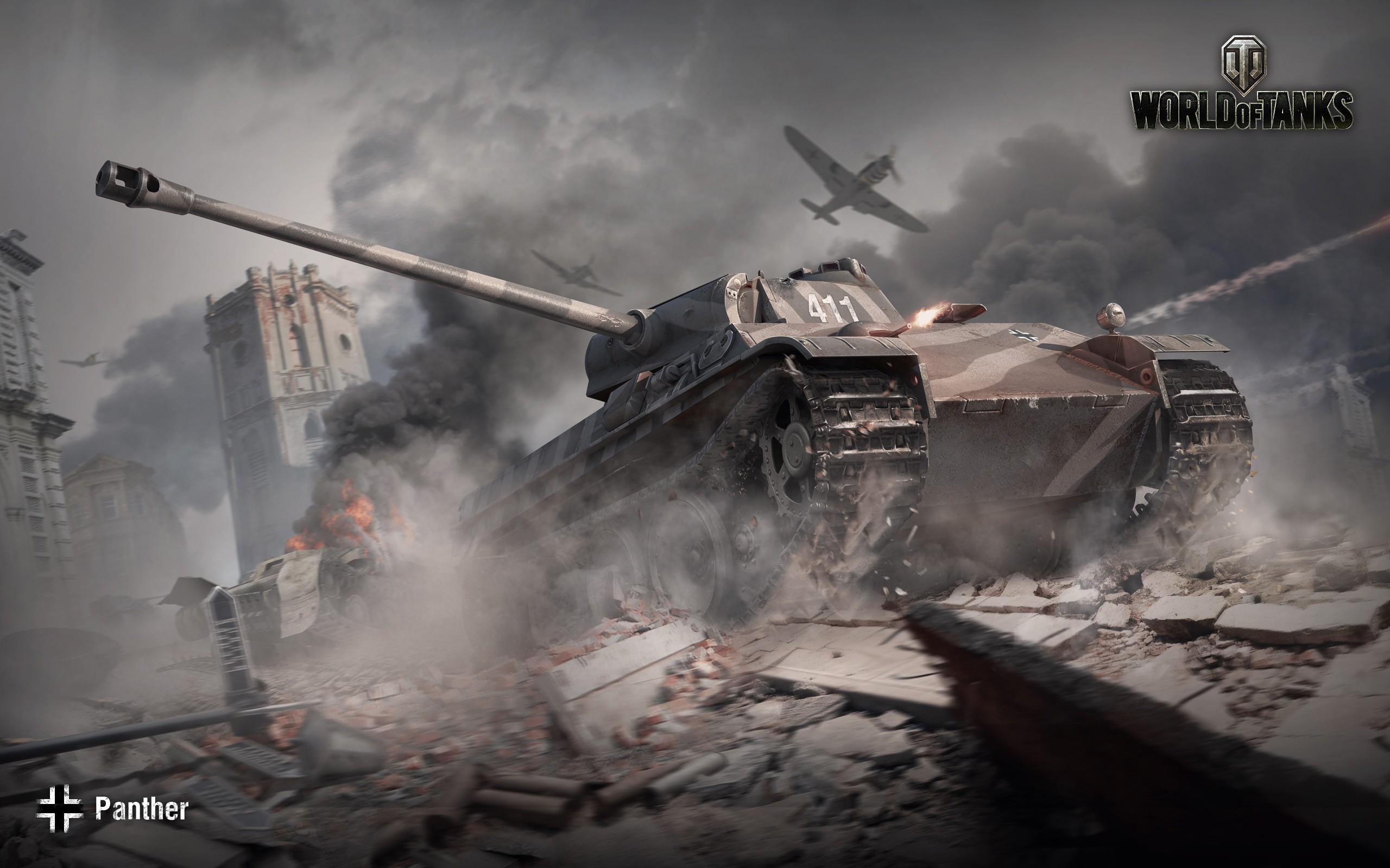 World Of Tanks Panther Tank Tank Wargaming Messerschmitt Bf 109 Smoke Video Games 2560x1600