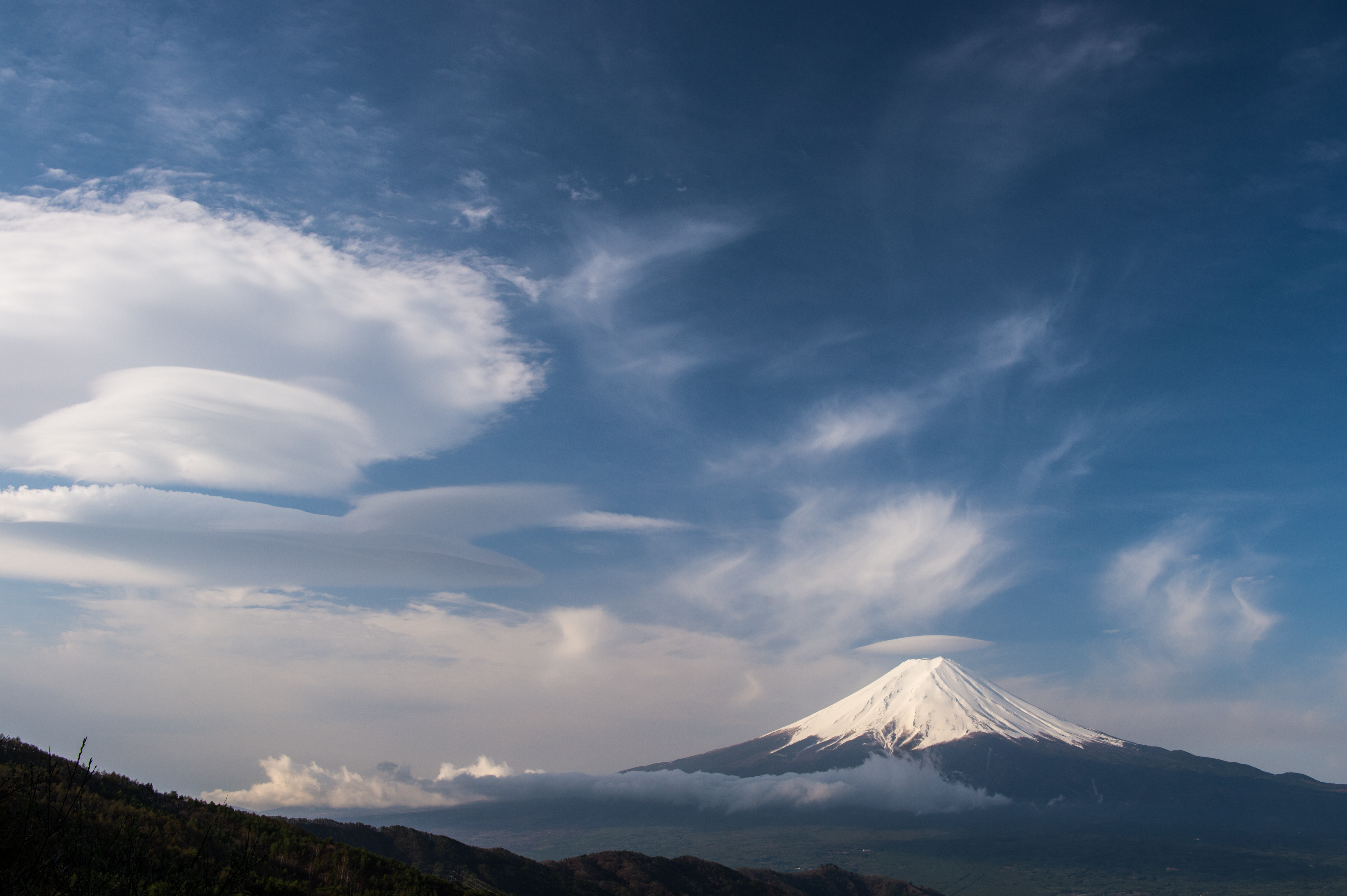 Mount Fuji Volcano Stratovolcano Japan Yamanashi Prefecture Sky Cloud 4928x3280