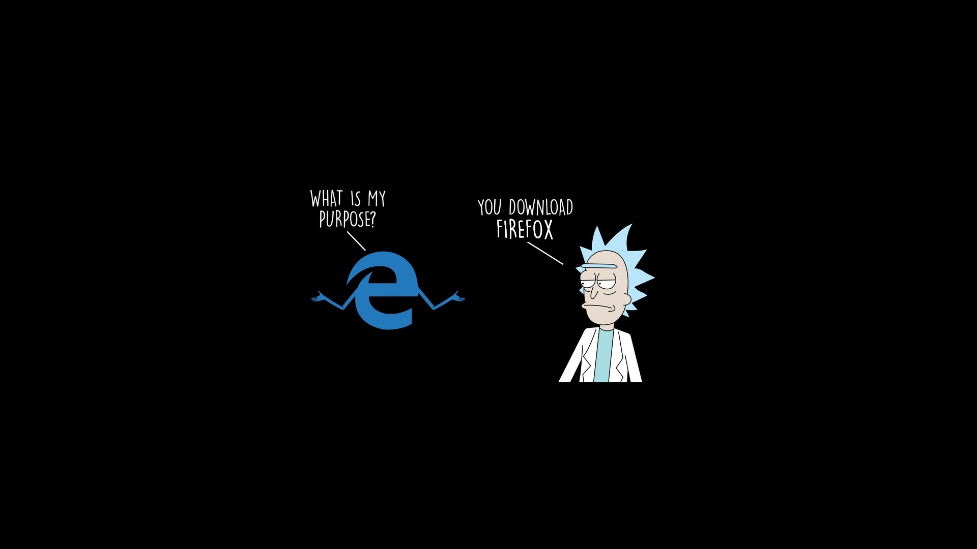 Rick And Morty TV Mozilla Firefox Rick Sanchez Simple Humor Black Background Simple Background 1920x1080