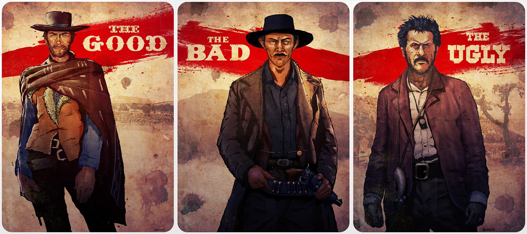 Clint Eastwood The Good The Bad And The Ugly Collage Western Movies Lee Van Cleef Eli Wallach Sergio 1800x800