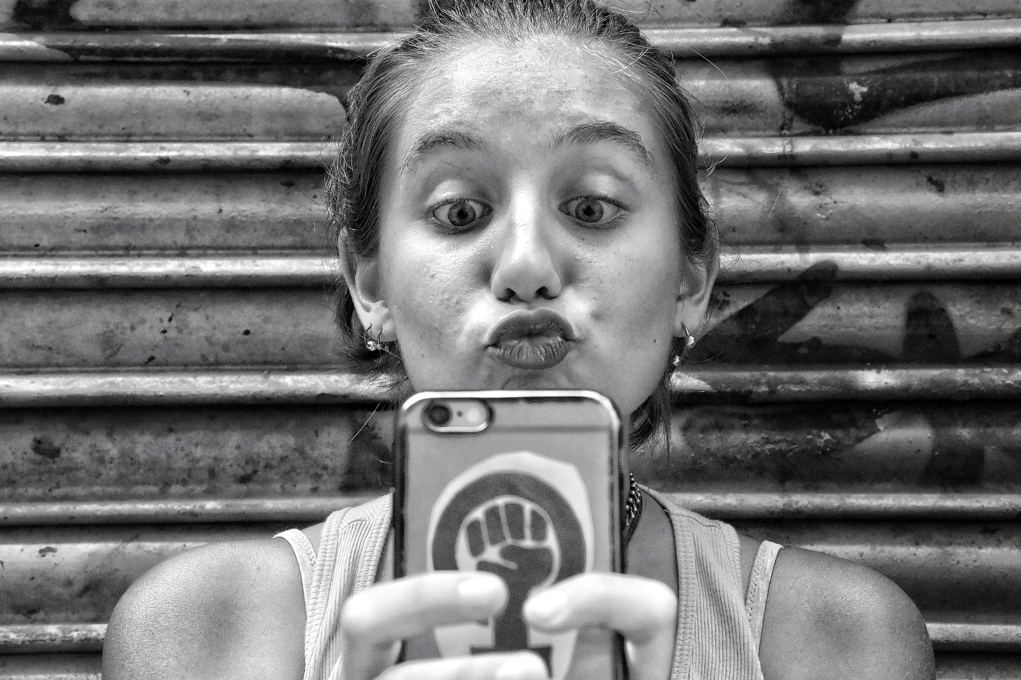 Ferran Corral Women Model 500px Monochrome Selfies Face Duckface 2048x1365