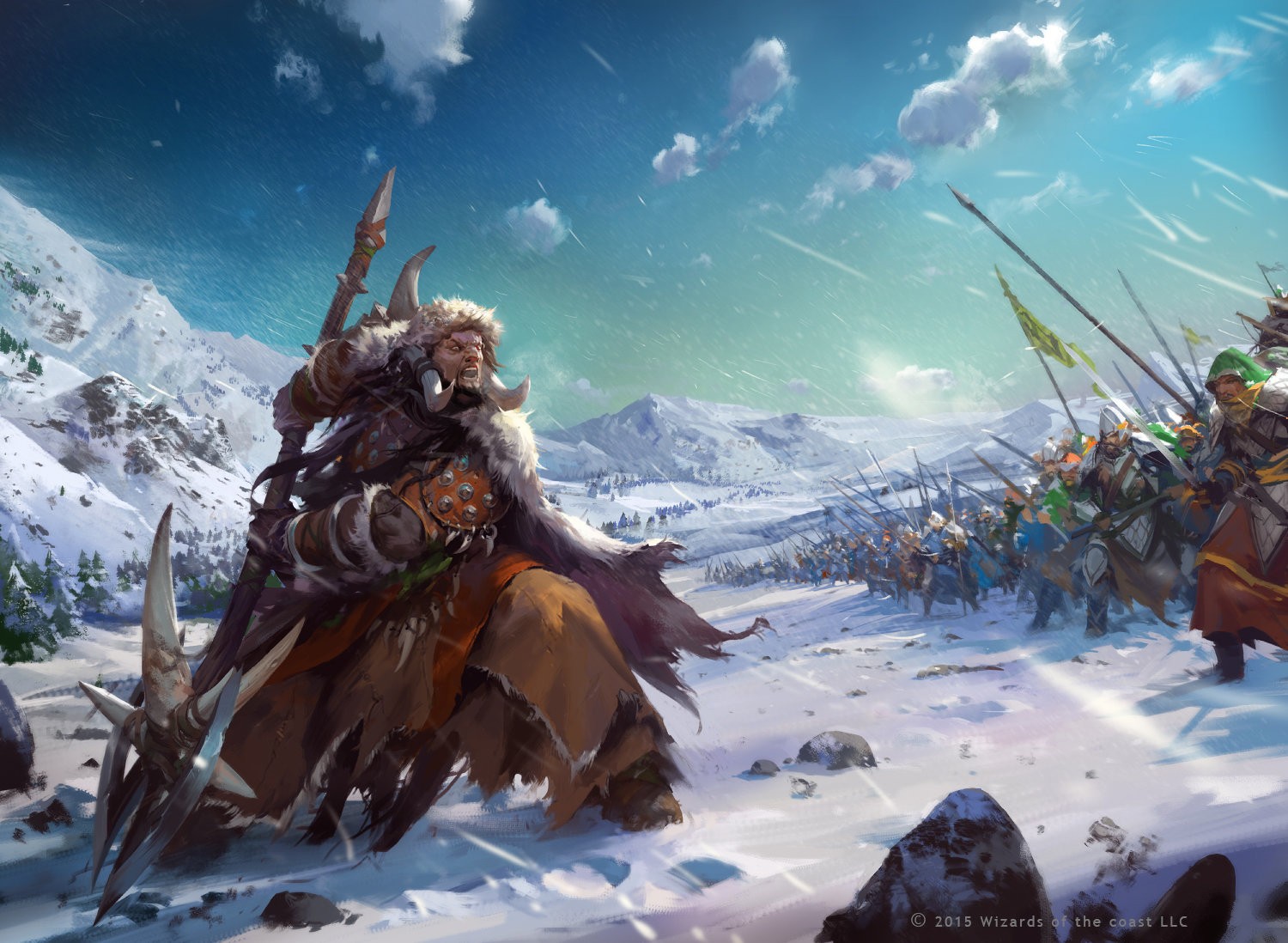 Fantasy Art Warrior Artwork Winter Snow Mountains Sky 2015 Year 1500x1098