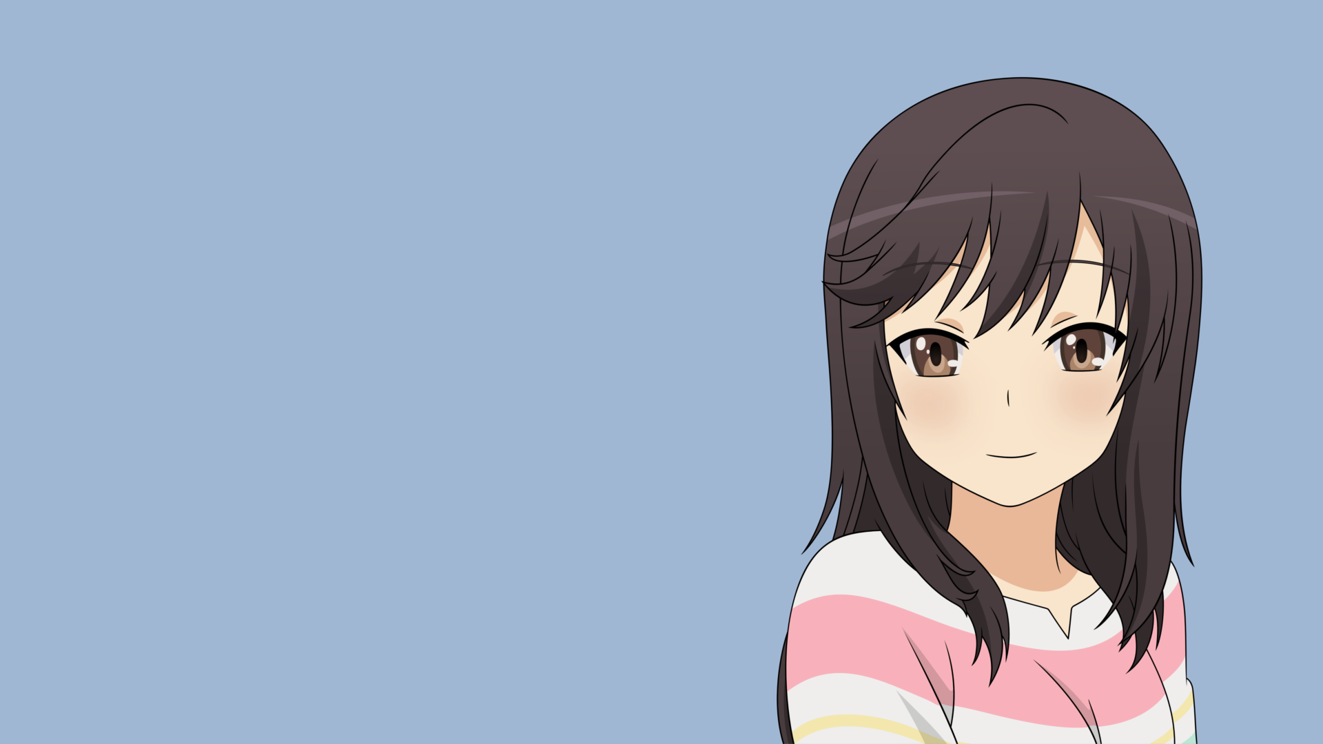 Non Non Biyori Anime Girls Blue Background Brunette Brown Eyes Smiling 1920x1080