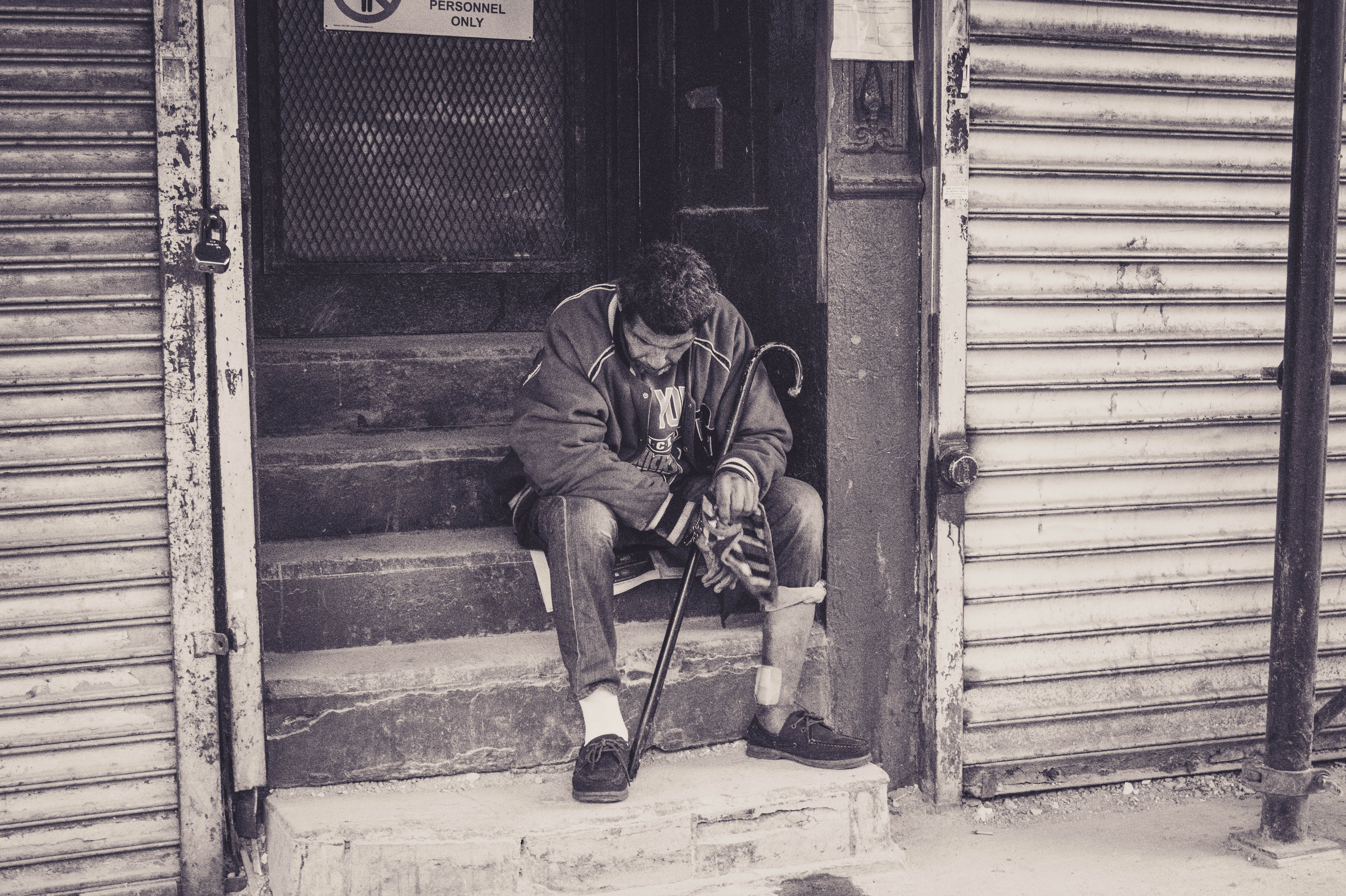 Street Cane New York City Photography Old People Monochrome 5242x3490