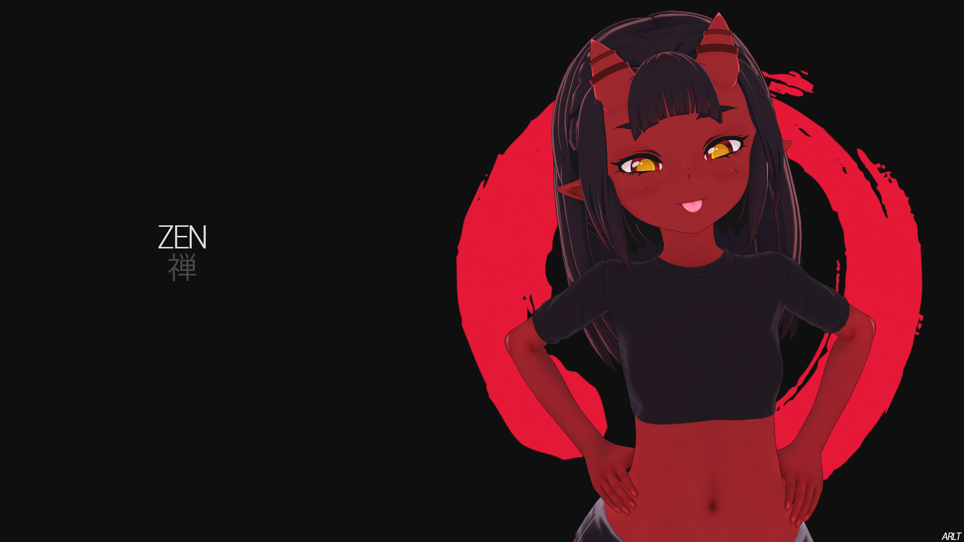 Meru Black Background Anime Girls Zen Devil Girl 1920x1080
