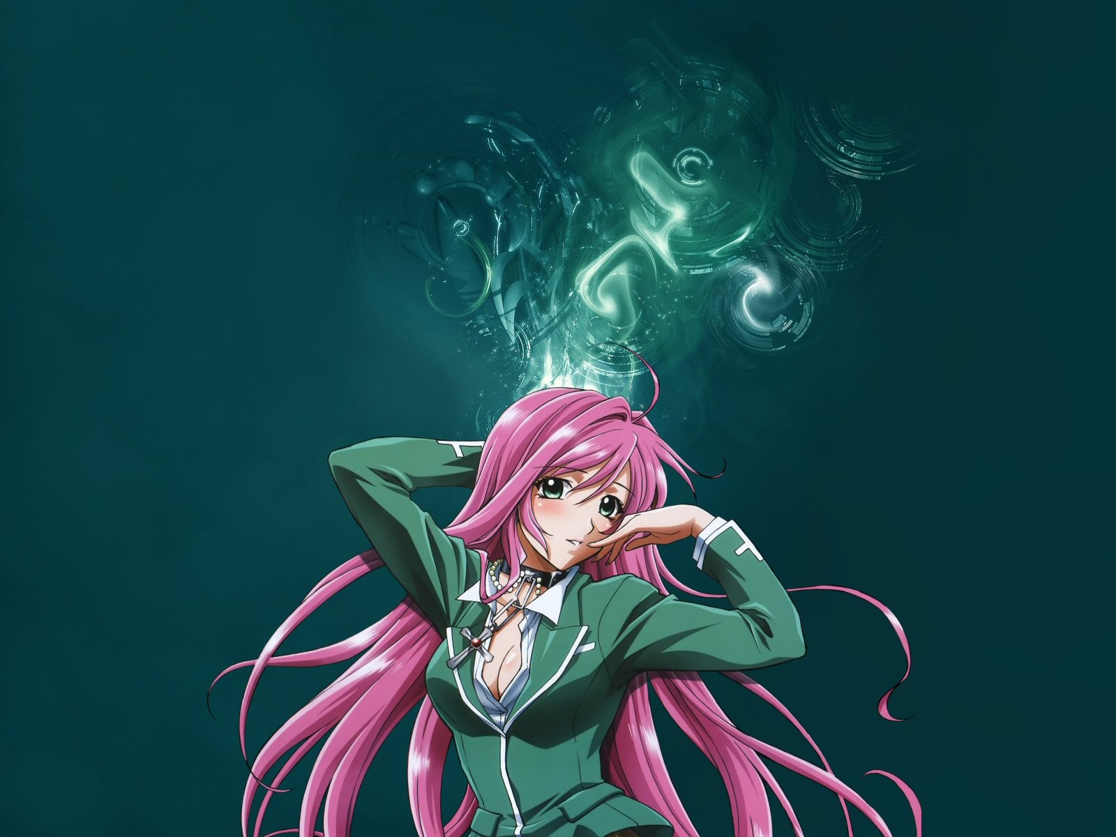 Long Hair Anime Girls Akashiya Moka Rosario Vampire 1600x1200