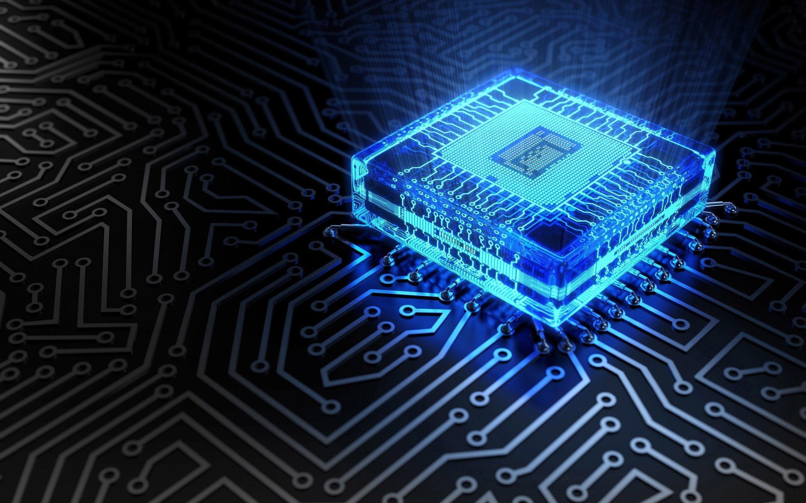 CPU Tech Circuit Circuit Boards Computer Technology Blue Cyan 2560x1600