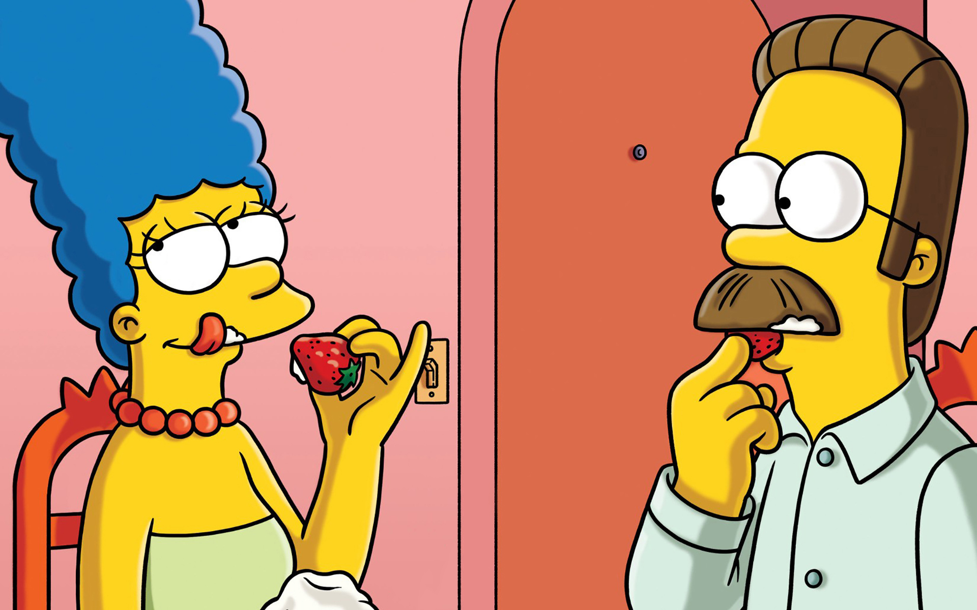 The Simpsons Marge Simpson Ned Flanders Strawberries 1920x1200