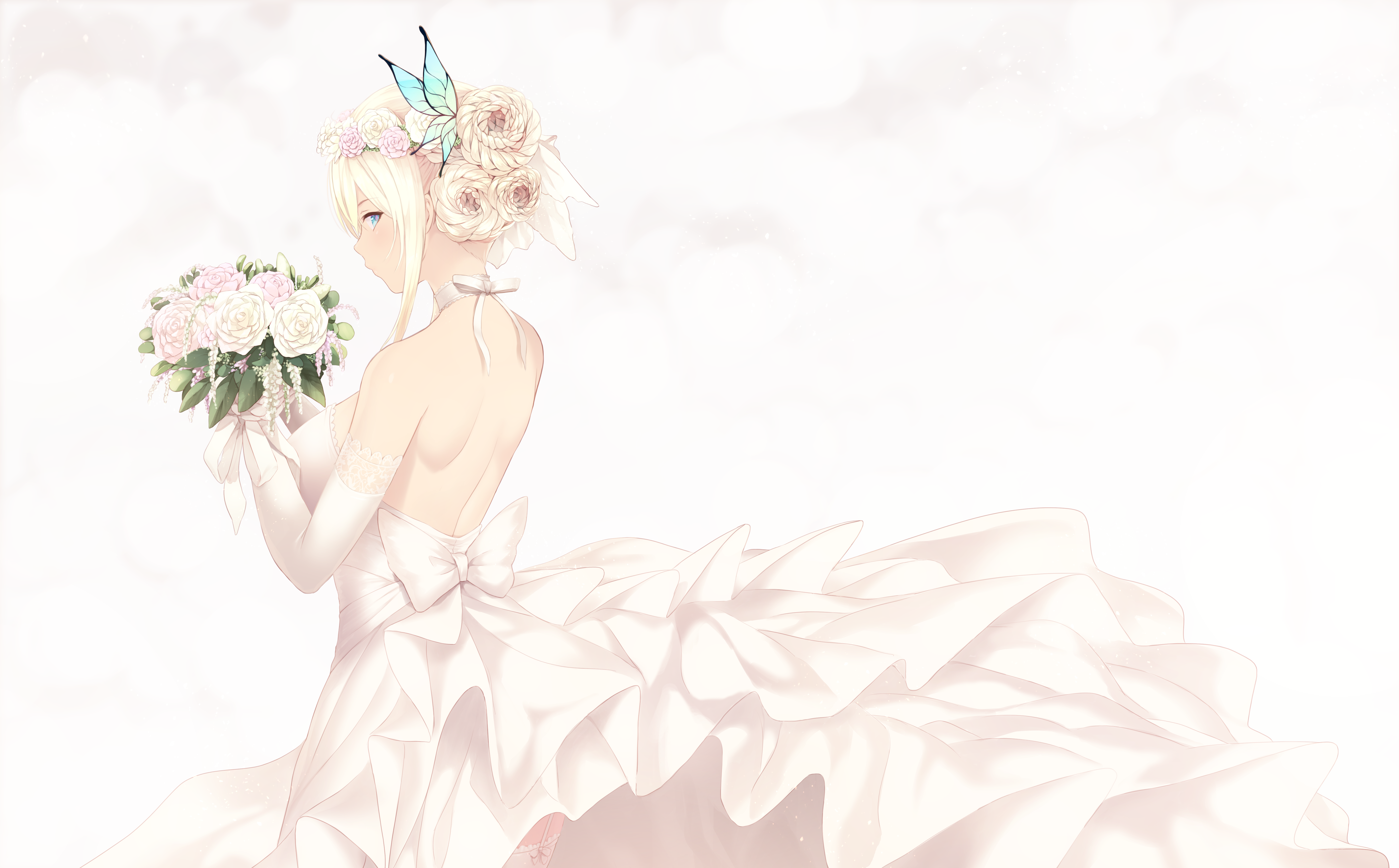 Boku Wa Tomodachi Ga Sukunai Cait Dress Wedding Dress Kashiwazaki Sena Thigh Highs Blonde Headdress  6850x4252