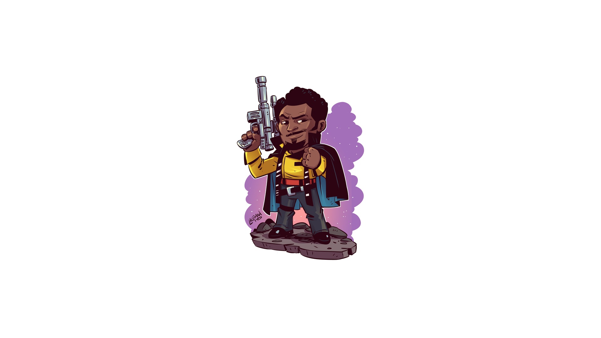 Star Wars Lando Calrissian Artwork Simple Background White Background Derek Laufman 1920x1080