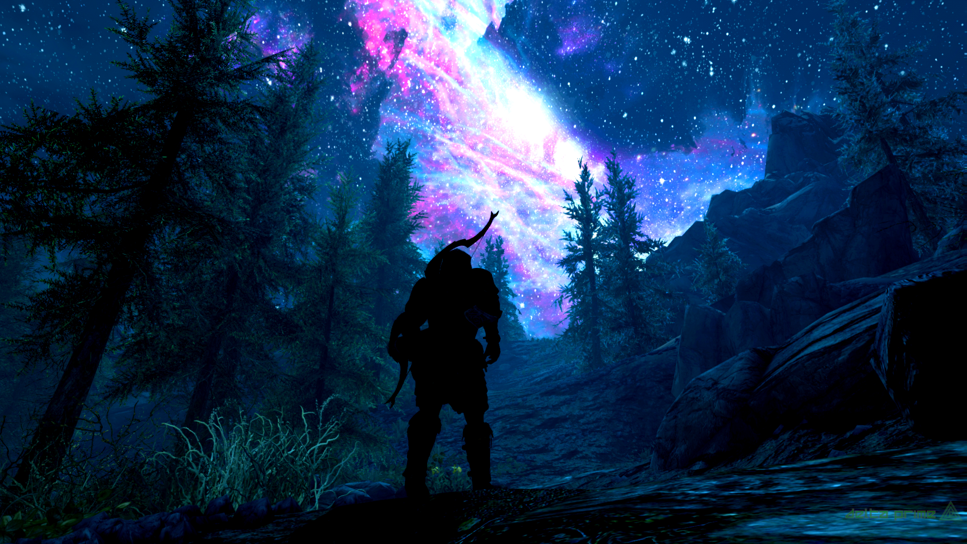 The Elder Scrolls V Skyrim Dragonborn PC Gaming Screen Shot Space Nebula Stars Galaxy 1920x1080