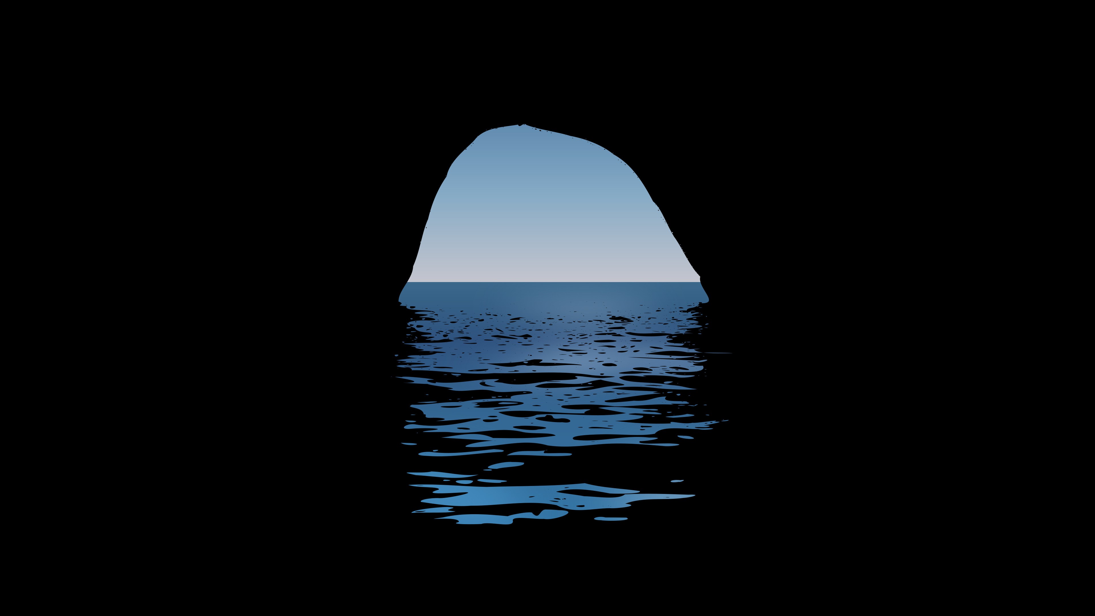 Cave Water Ripples Sky Horizon Artwork Minimalism Digital Art 3840x2160
