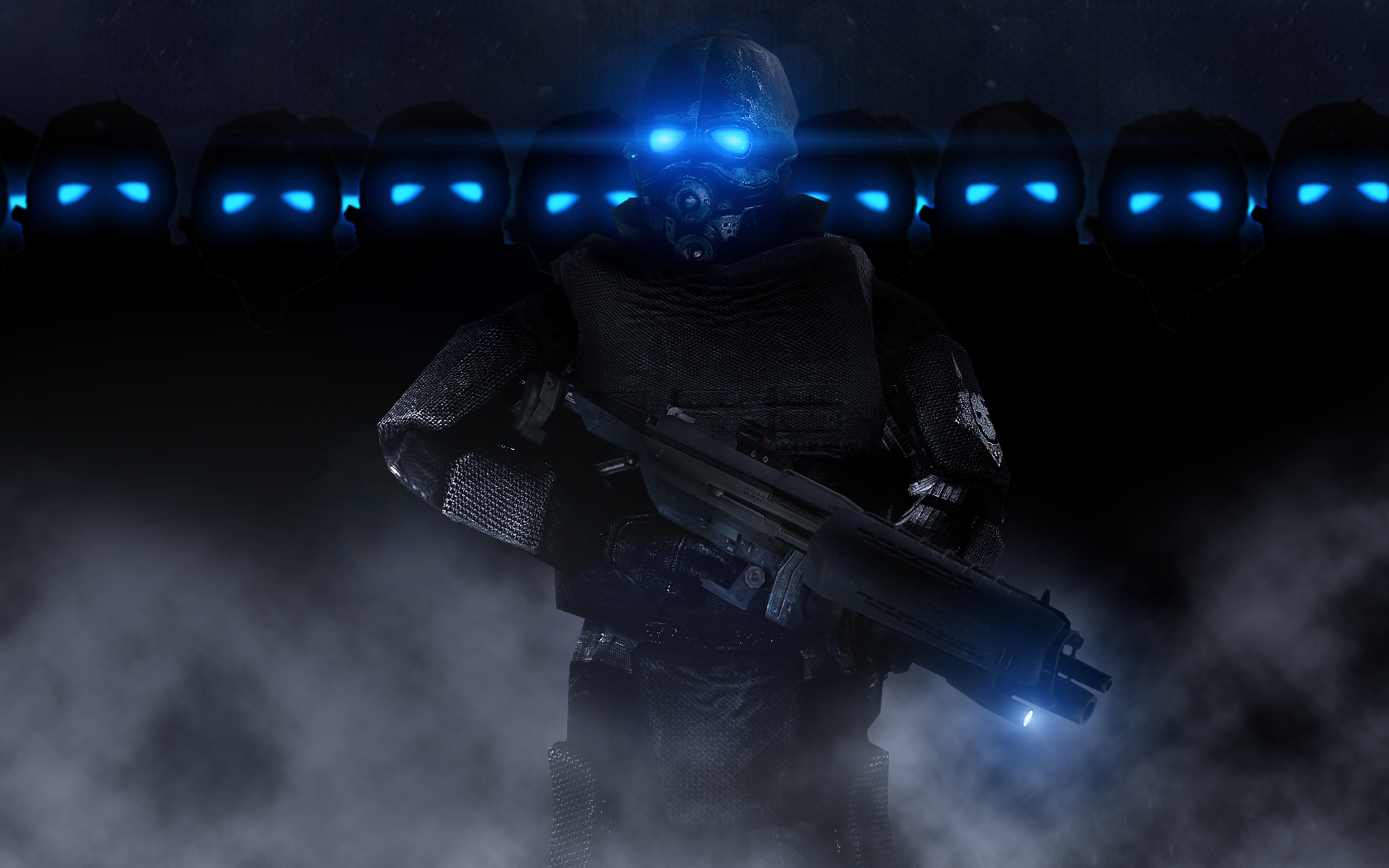 Half Life 2 Combine Video Game Art Blue Eyes Dark Weapon Glowing Eyes ...