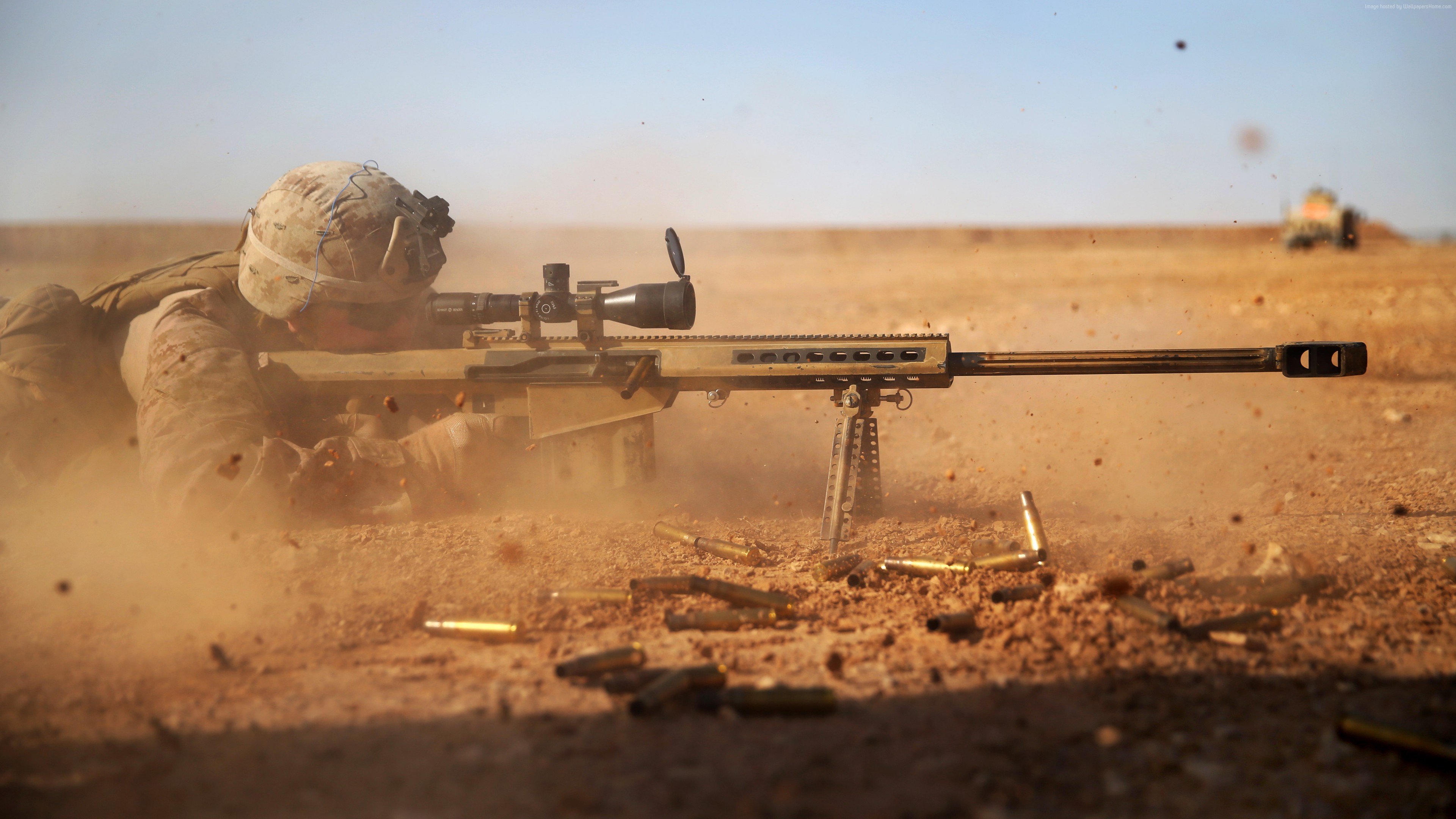 War Sniper Rifle Soldier Rifles Gun Desert M217 Barrett M82 Barrett M82 A1 3840x2160